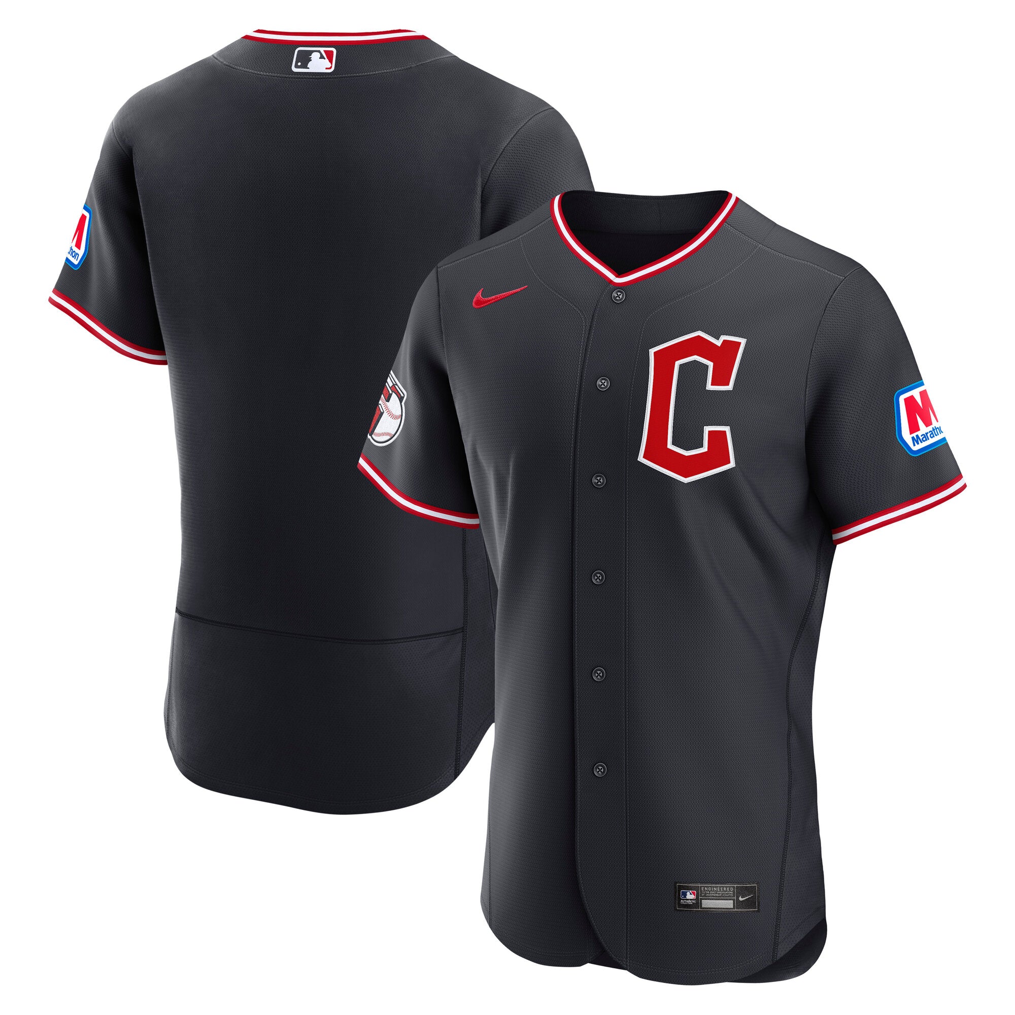 Cleveland Guardians Alternate Sponsor Patch Jersey - Navy | Stitched Baseball Jersey TJS0288