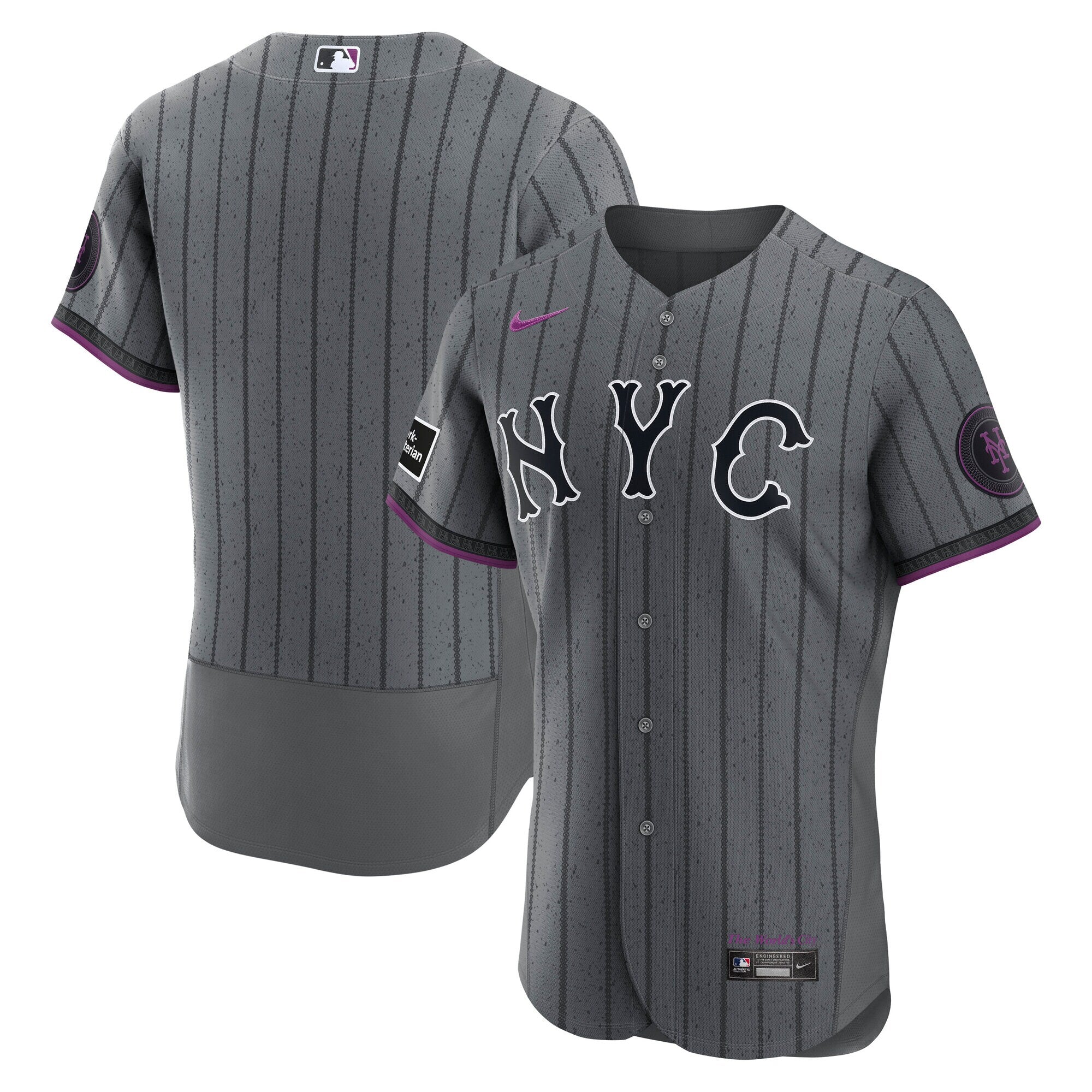 New York Mets City Connect Sponsor Patch Jersey - Gray | Stitched Baseball Jersey TJS0276