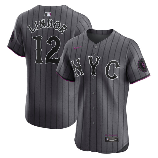 Francisco Lindor New York Mets City Connect Elite Jersey - Gray | Stitched Baseball Jersey TJS0223