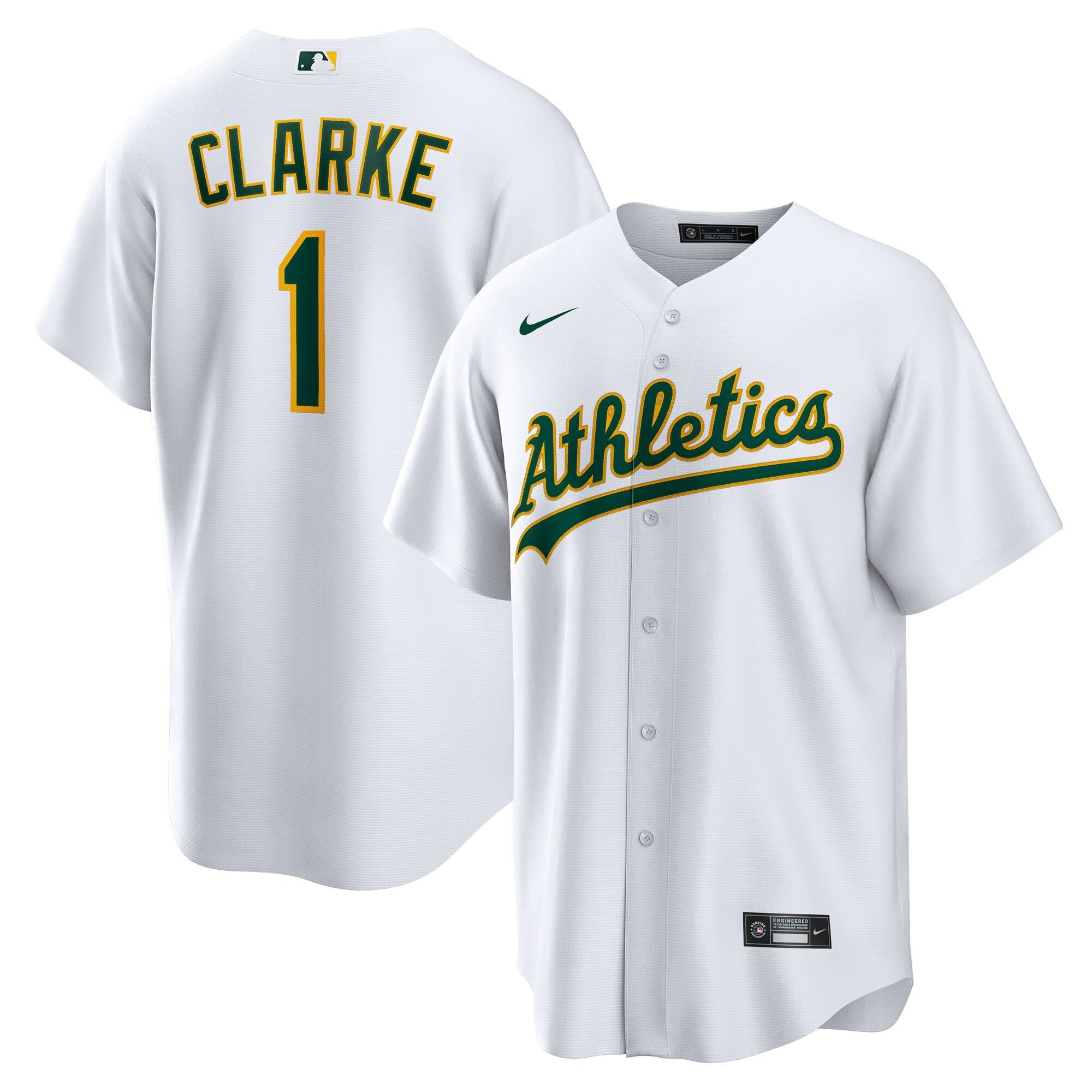 Denzel Clarke Athletics Home Replica Jersey - White | Stitched Baseball Jersey TJS0268