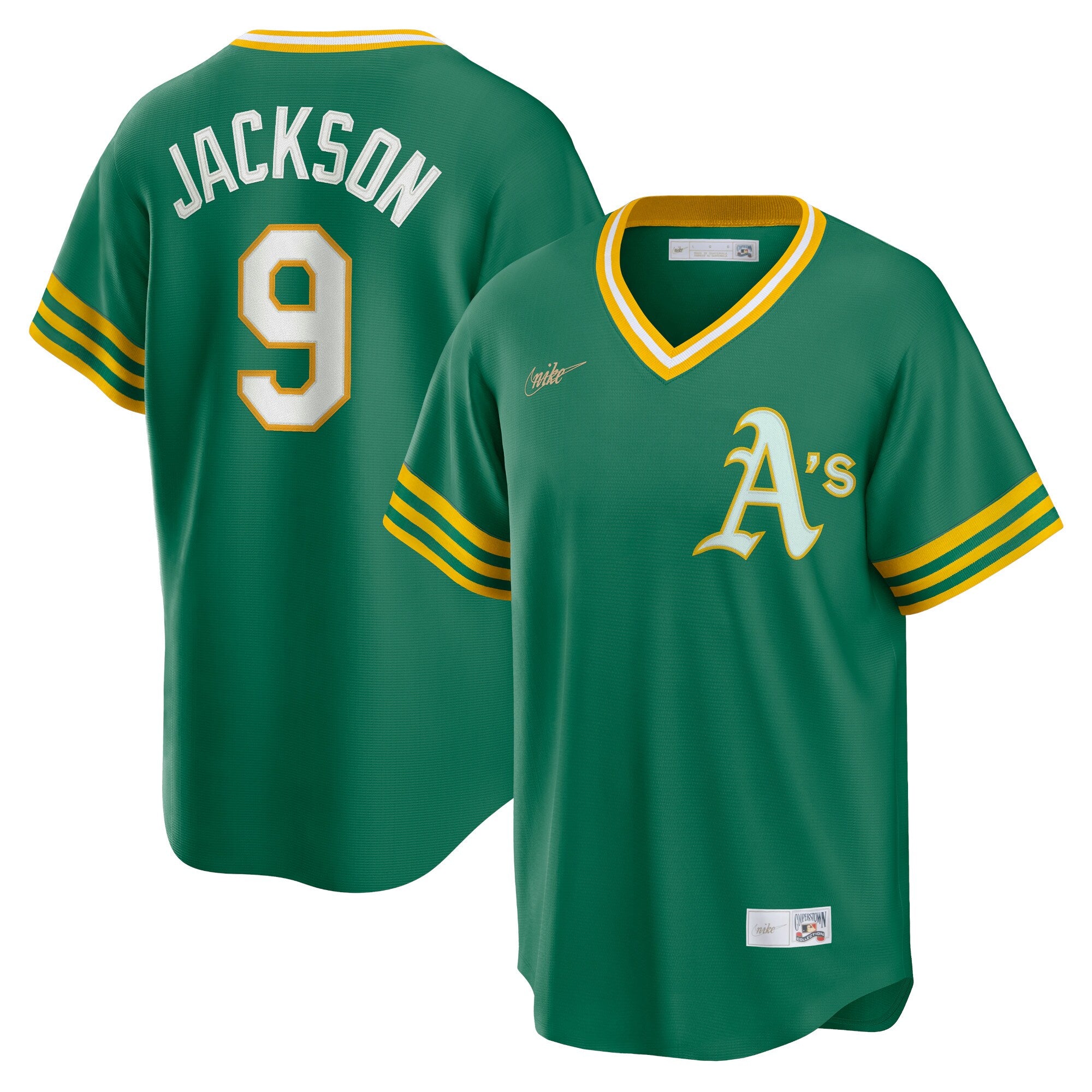 Reggie Jackson Athletics Road Cooperstown Collection Player Jersey - Kelly Green | Stitched Baseball Jersey TJS0194