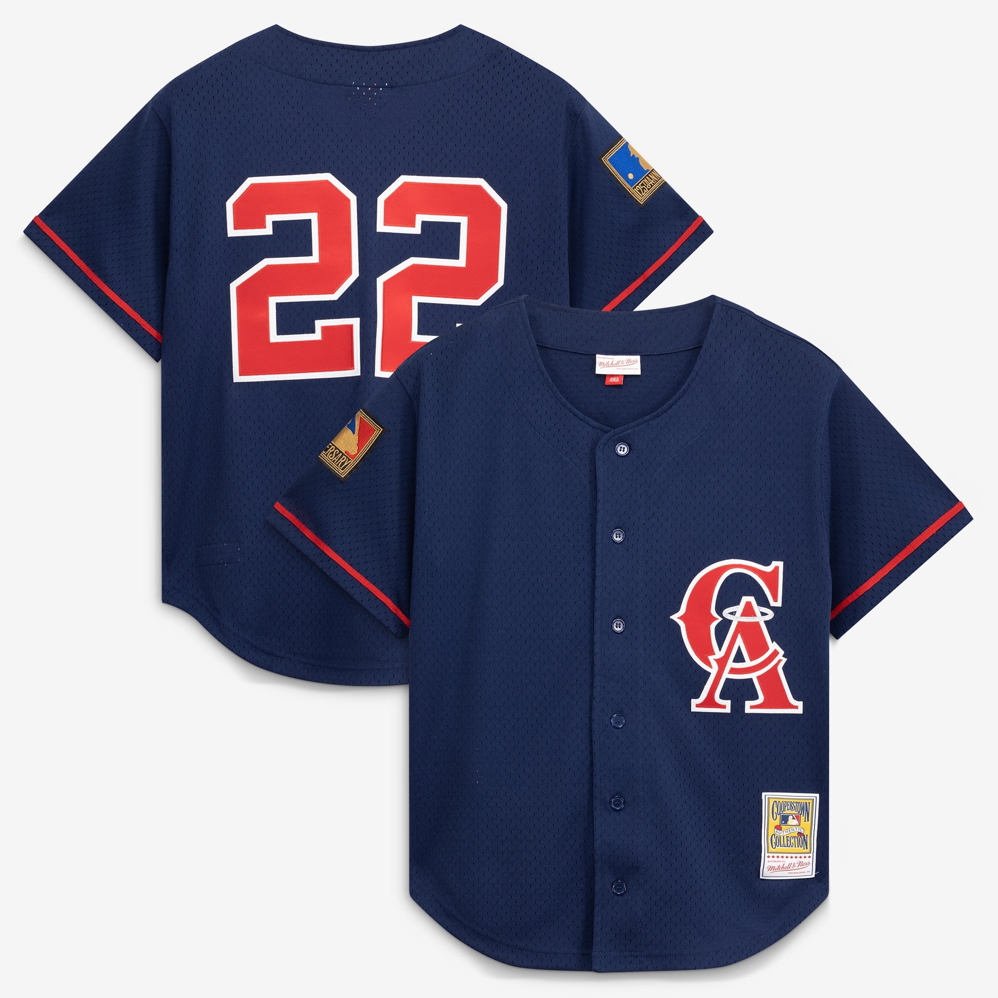 Bo Jackson California Angels M & N Cooperstown Collection Mesh Batting Practice Button-Up Jersey - Navy | Stitched Baseball Jersey TJS0171