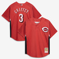 Ken Griffey Jr. Cincinnati Reds M & N Batting Practice Jersey - Red | Stitched Baseball Jersey TJS0210
