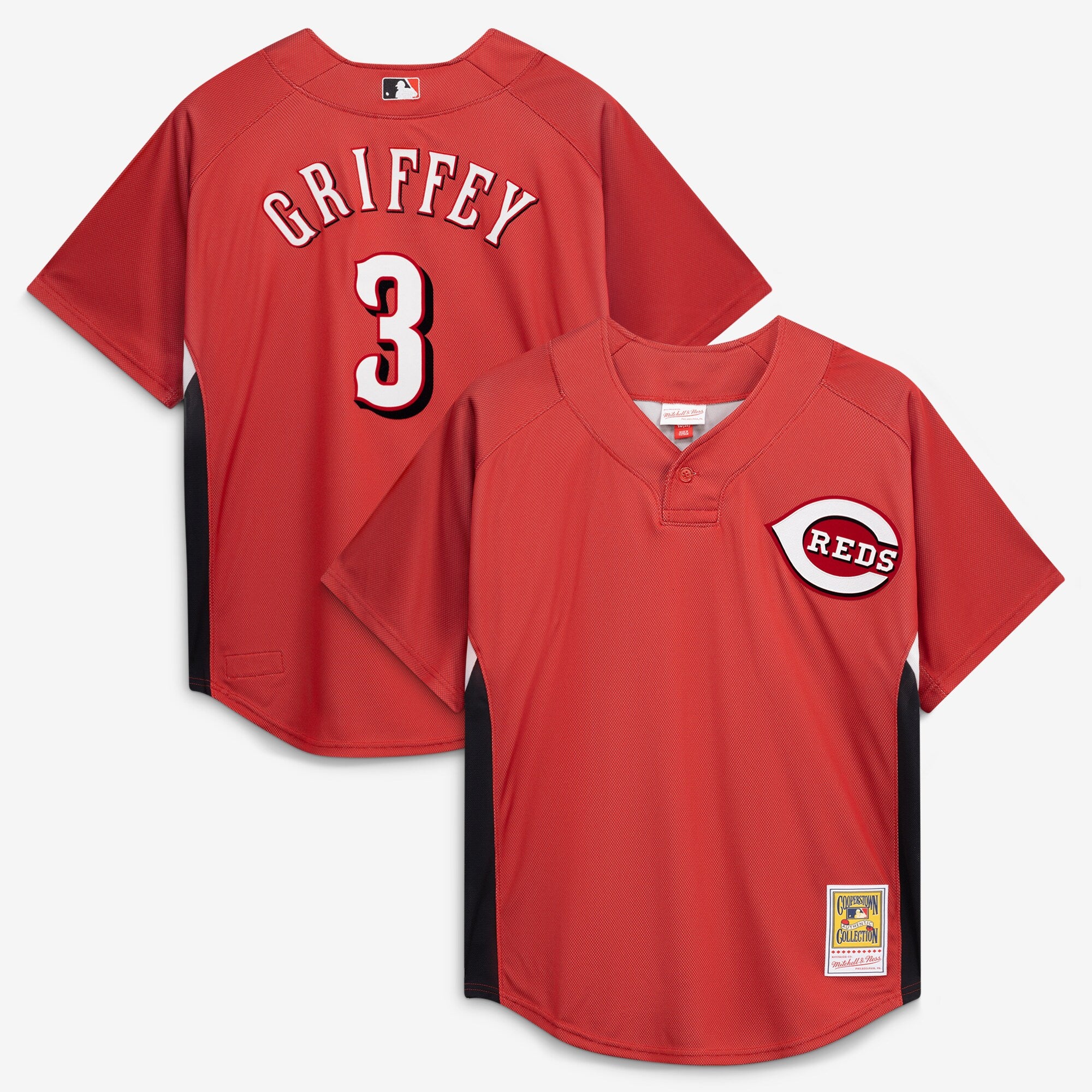 Ken Griffey Jr. Cincinnati Reds M & N Batting Practice Jersey - Red | Stitched Baseball Jersey TJS0210