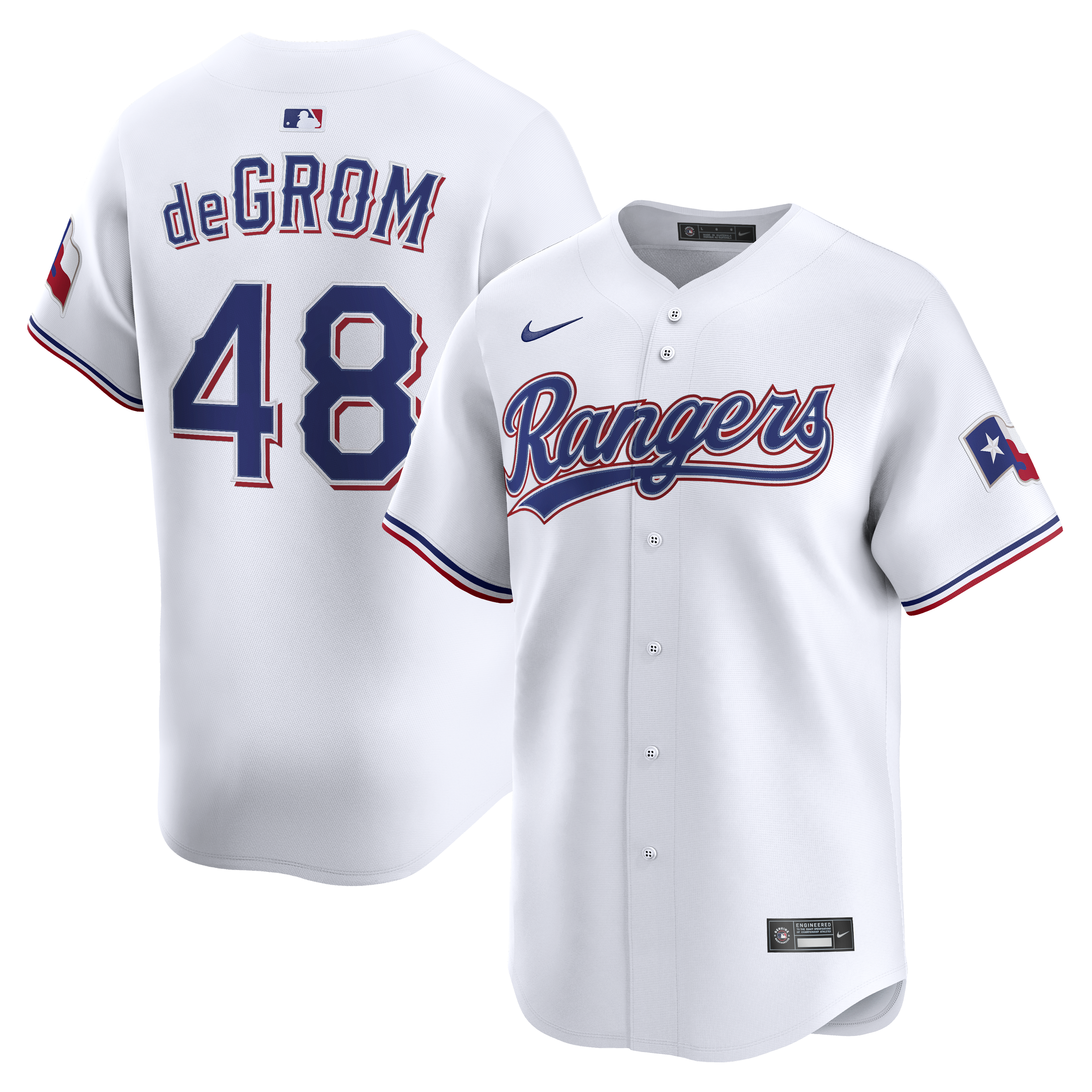 Jacob deGrom Texas Rangers Home Limited Jersey - White | Stitched Baseball Jersey TJS0154