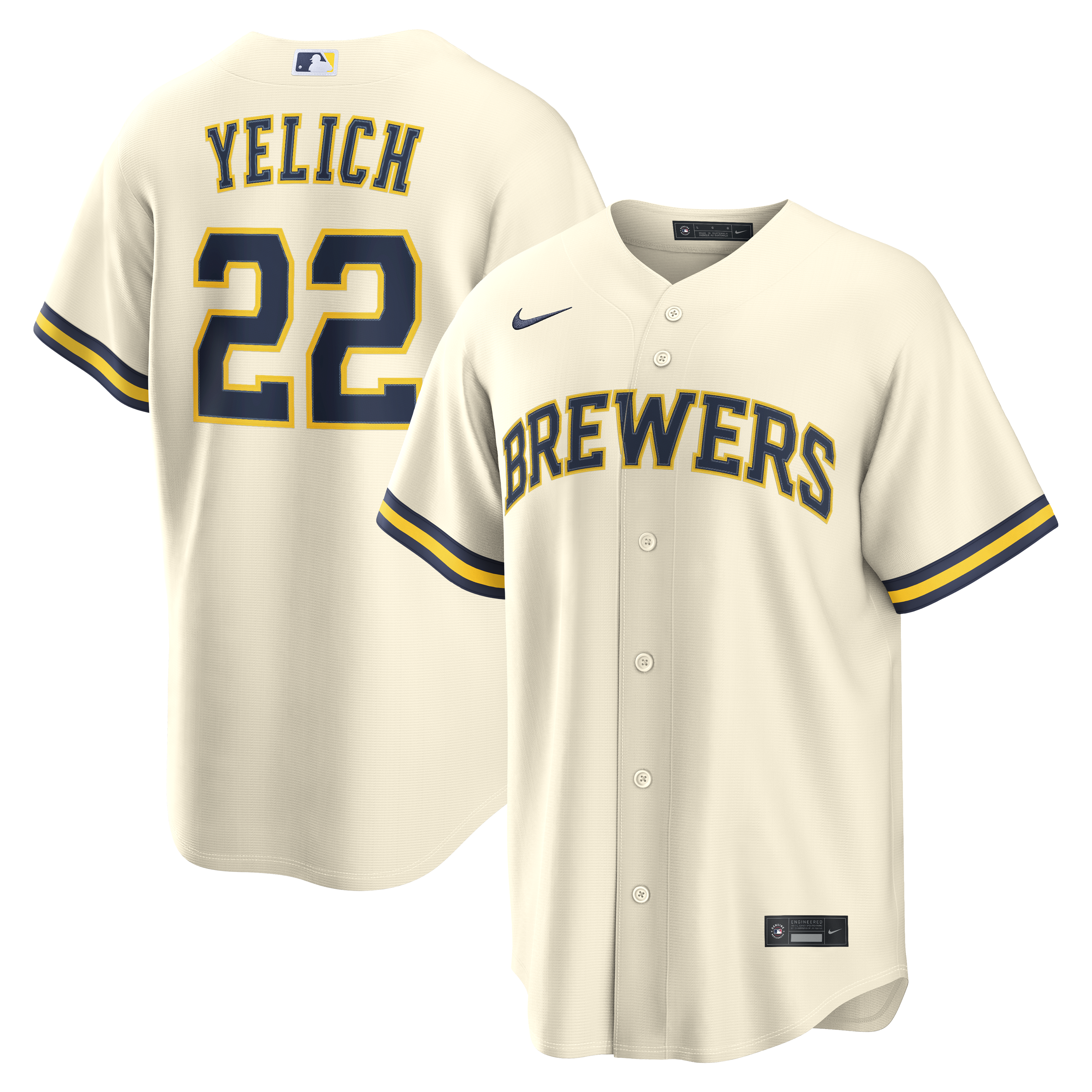 Christian Yelich Milwaukee Brewers Home Replica Jersey - Cream | Stitched Baseball Jersey TJS0394