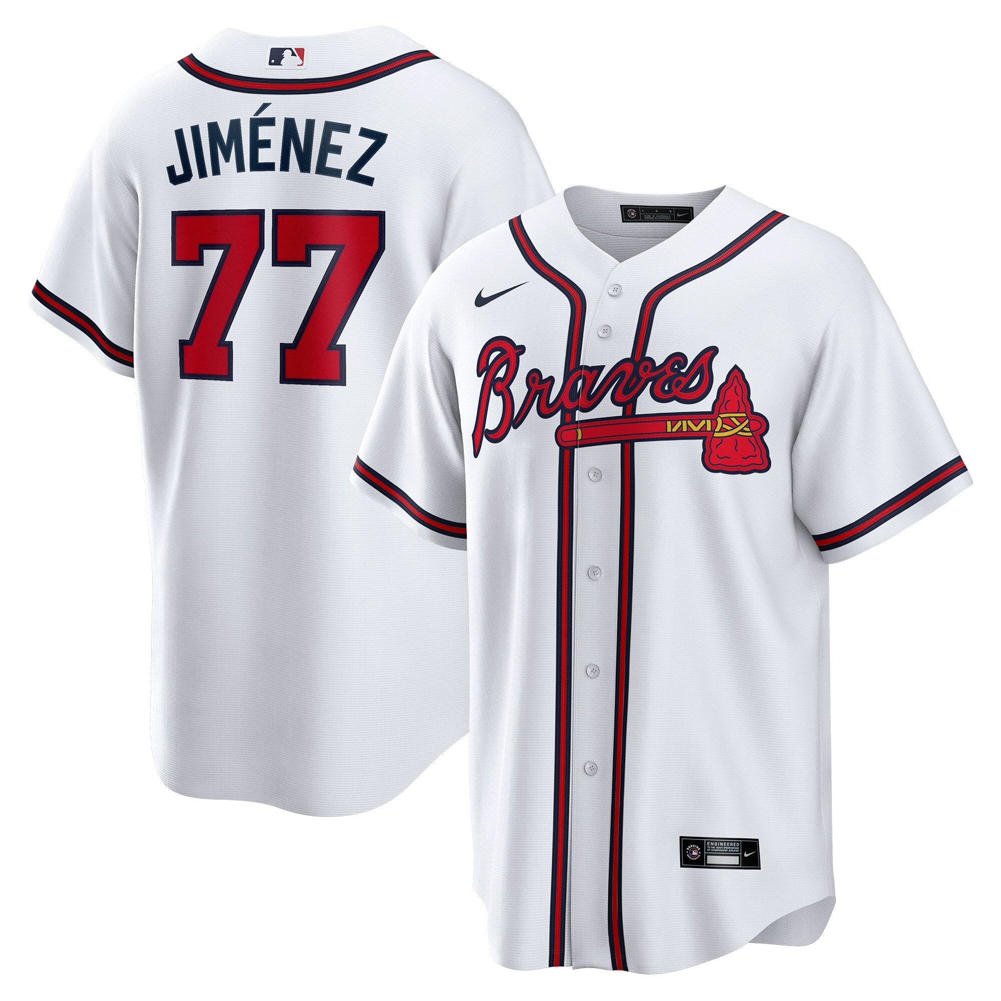 Joe Jim�nez Atlanta Braves Home Replica Player Jersey - White | Stitched Baseball Jersey TJS0429