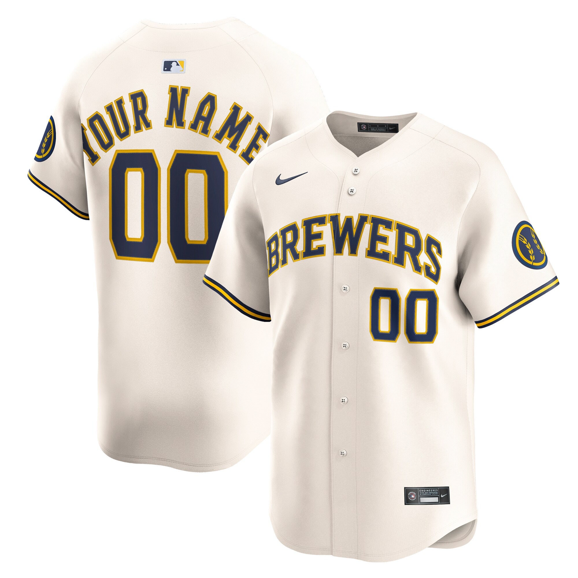 Milwaukee Brewers Home Limited Custom Jersey - Cream | Stitched Baseball Jersey TJS0347