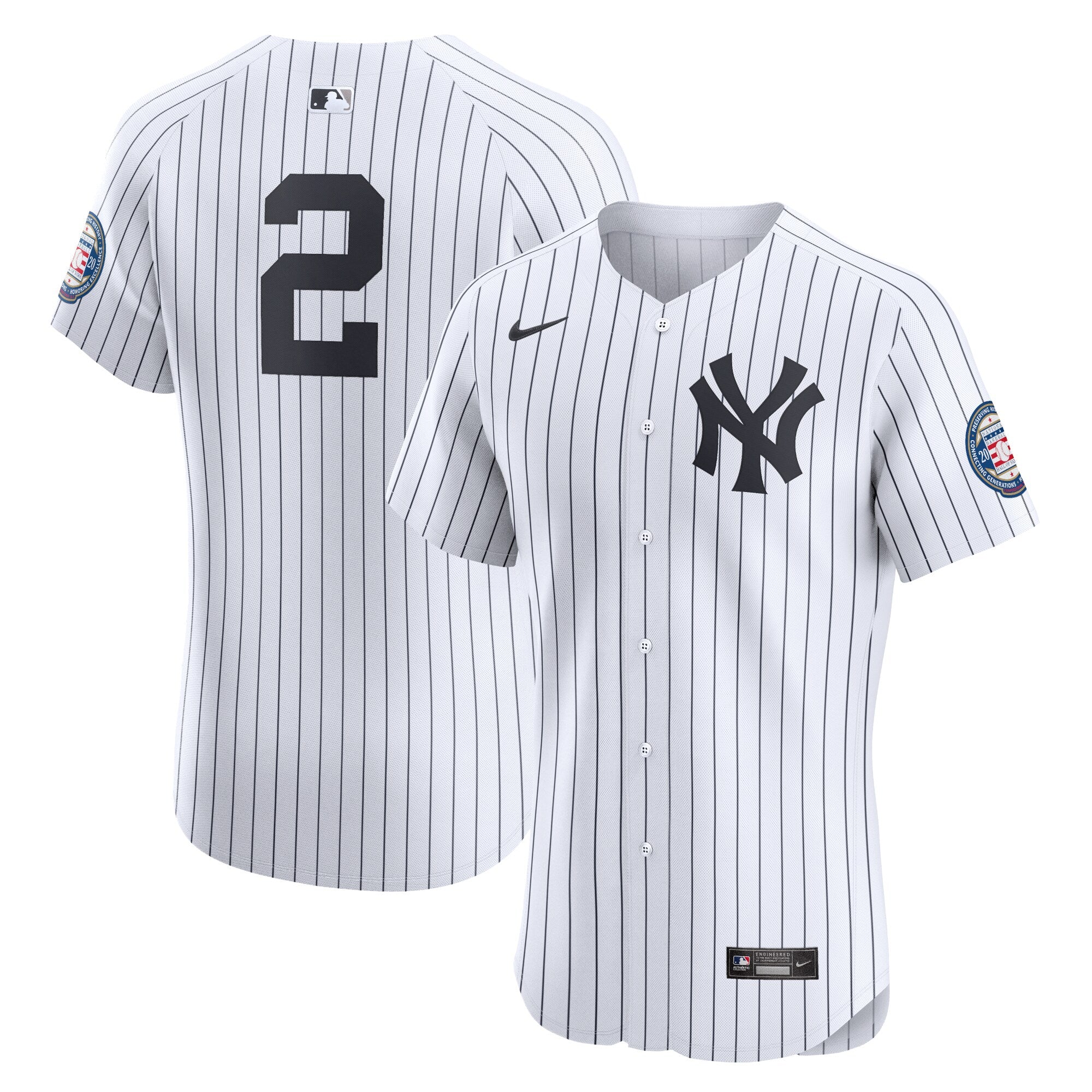 Derek Jeter New York Yankees Home 2020 Hall of Fame Induction Patch Elite Player Jersey - White | Stitched Baseball Jersey TJS0388