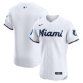 Miami Marlins Home Elite Patch Jersey - White | Stitched Baseball Jersey TJS0379