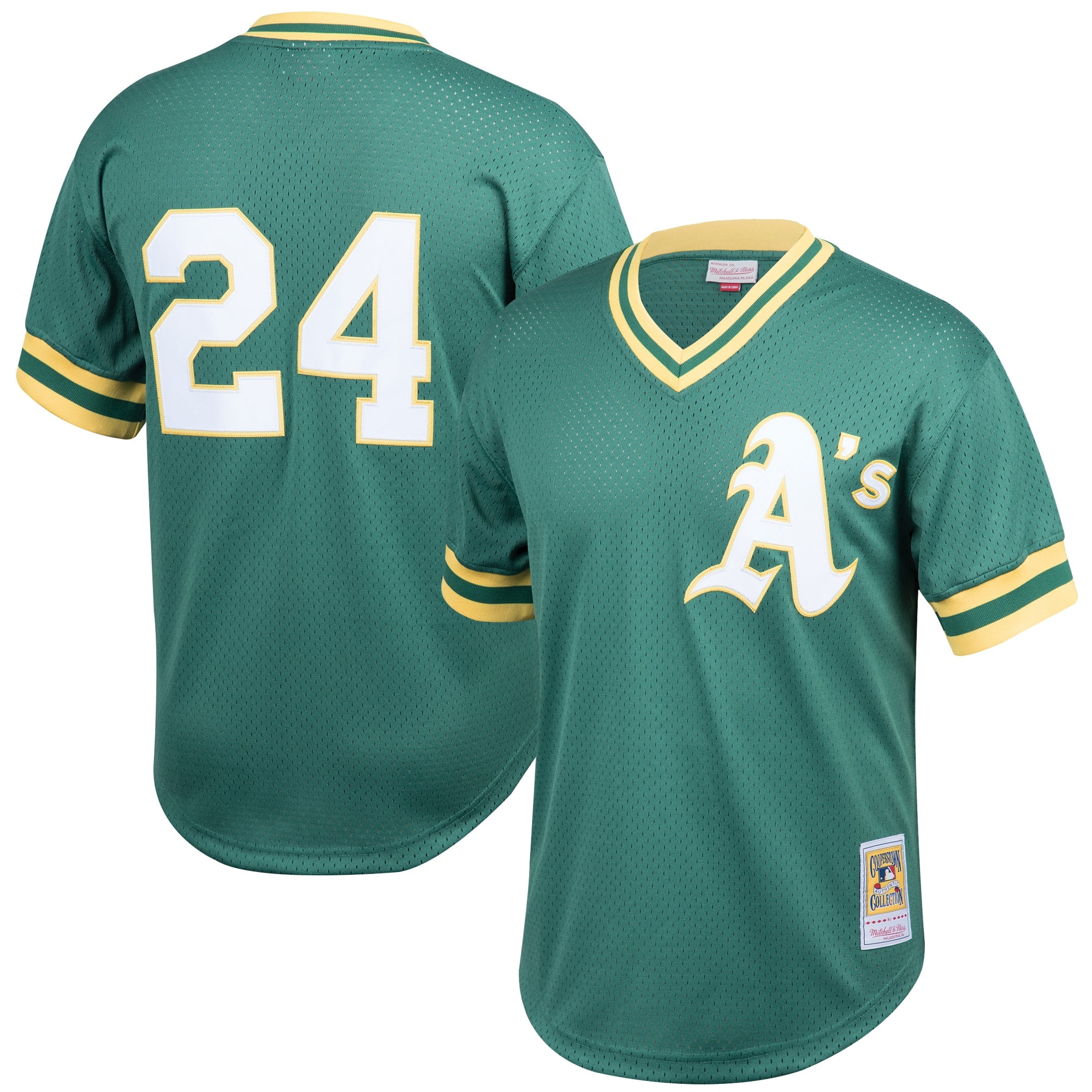 Rickey Henderson Athletics M & N Cooperstown Collection Big & Tall Mesh Batting Practice Jersey - Green | Stitched Baseball Jersey TJS0328
