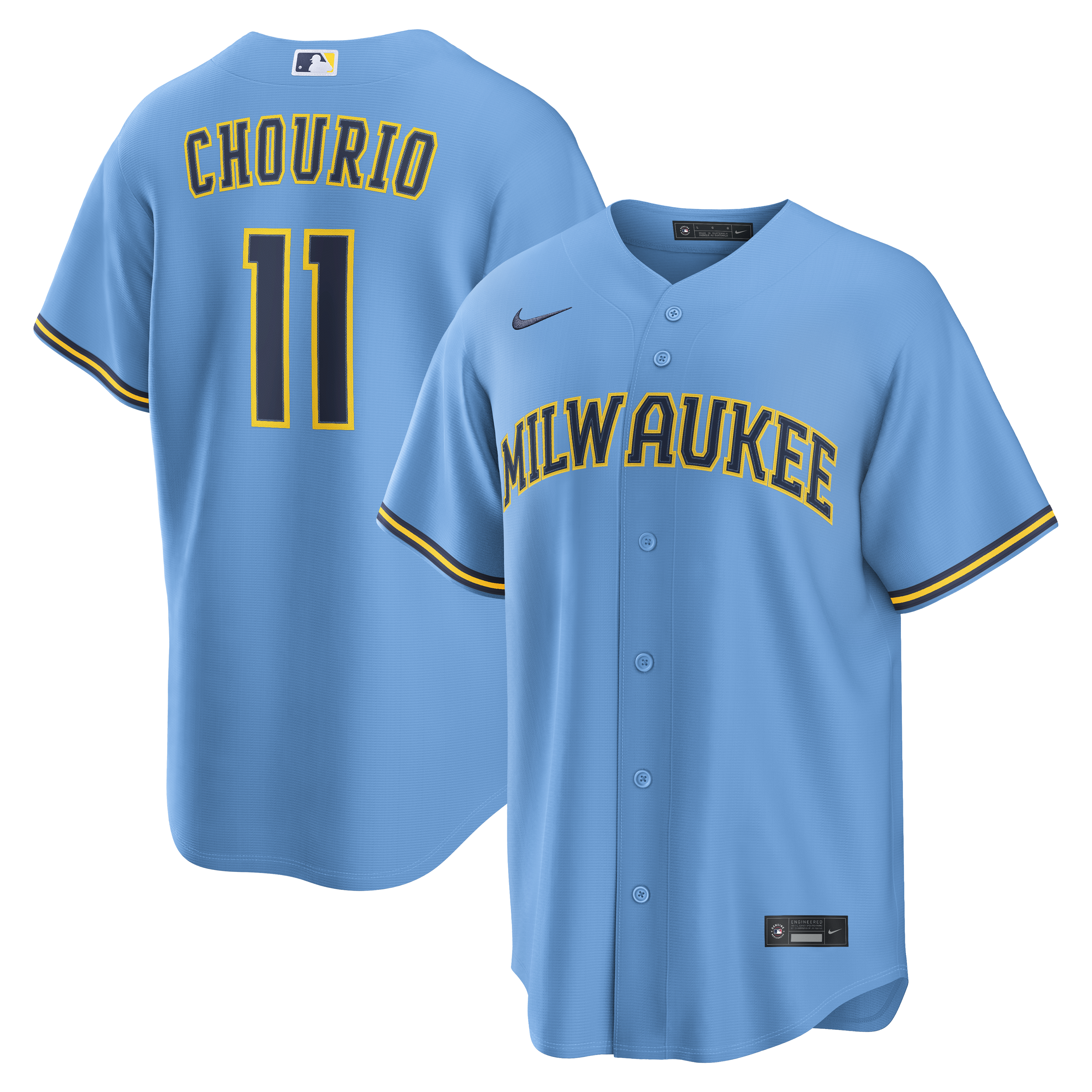 Jackson Chourio Milwaukee Brewers Road Replica Jersey - Light Blue | Stitched Baseball Jersey TJS0500