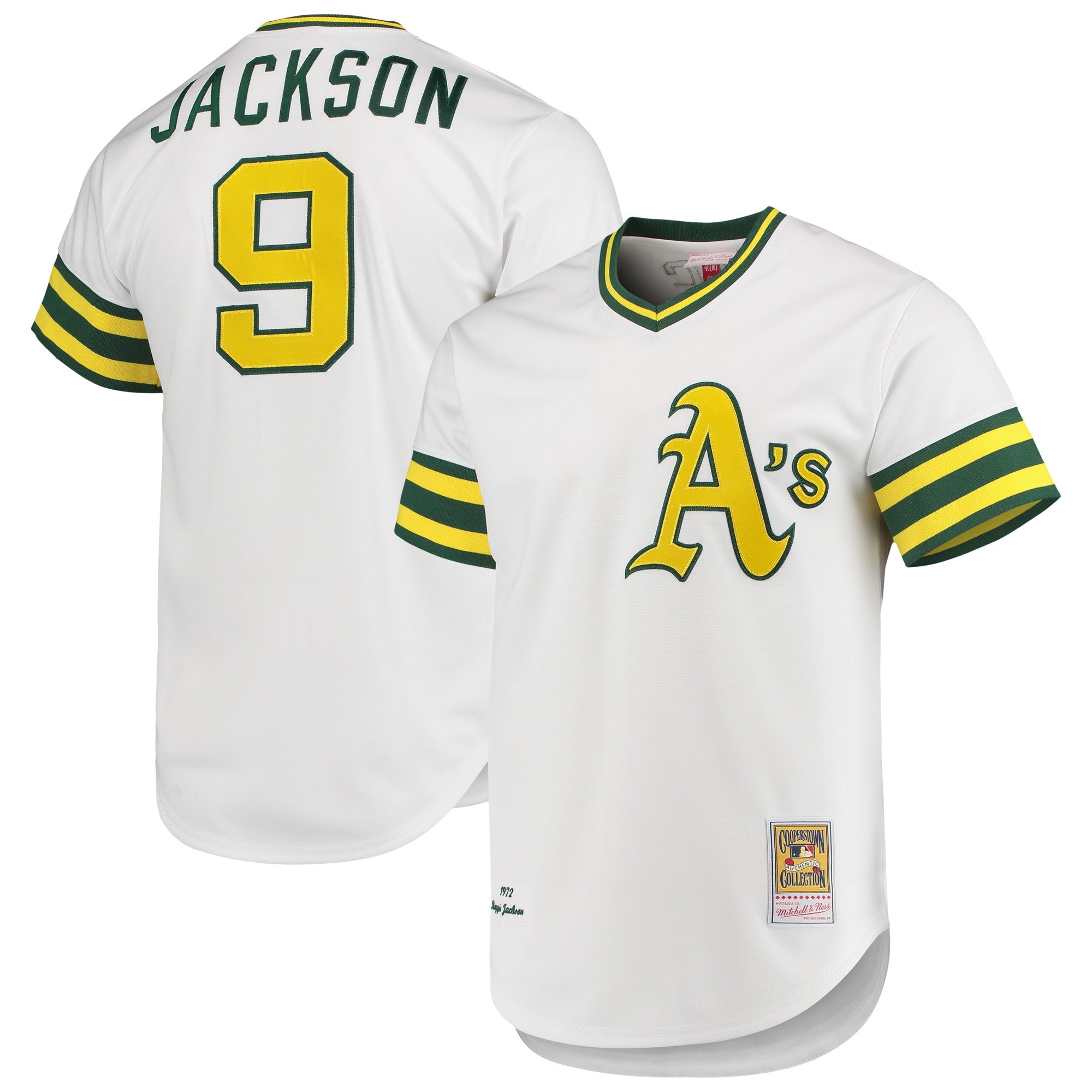 Reggie Jackson Athletics M & N 1972 Cooperstown Collection Jersey - White | Stitched Baseball Jersey TJS0323