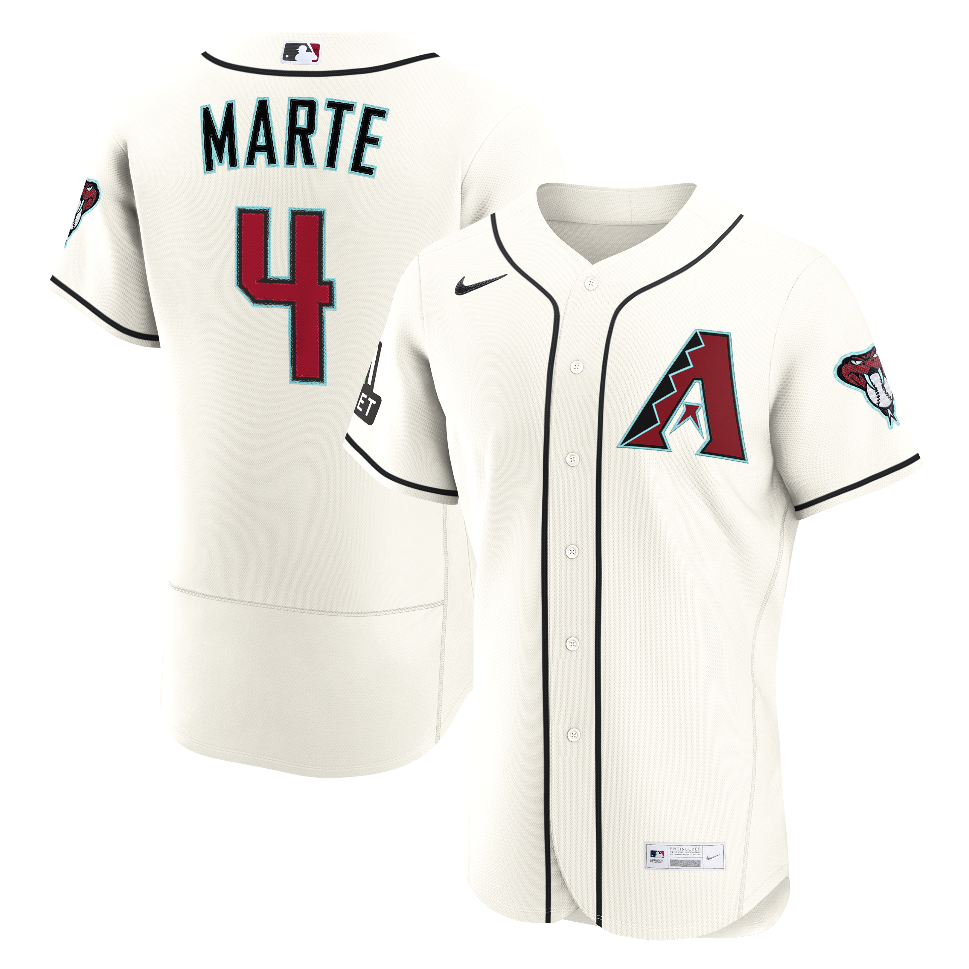 Ketel Marte Arizona Diamondbacks Home Sponsor Patch Jersey - Cream | Stitched Baseball Jersey TJS0448