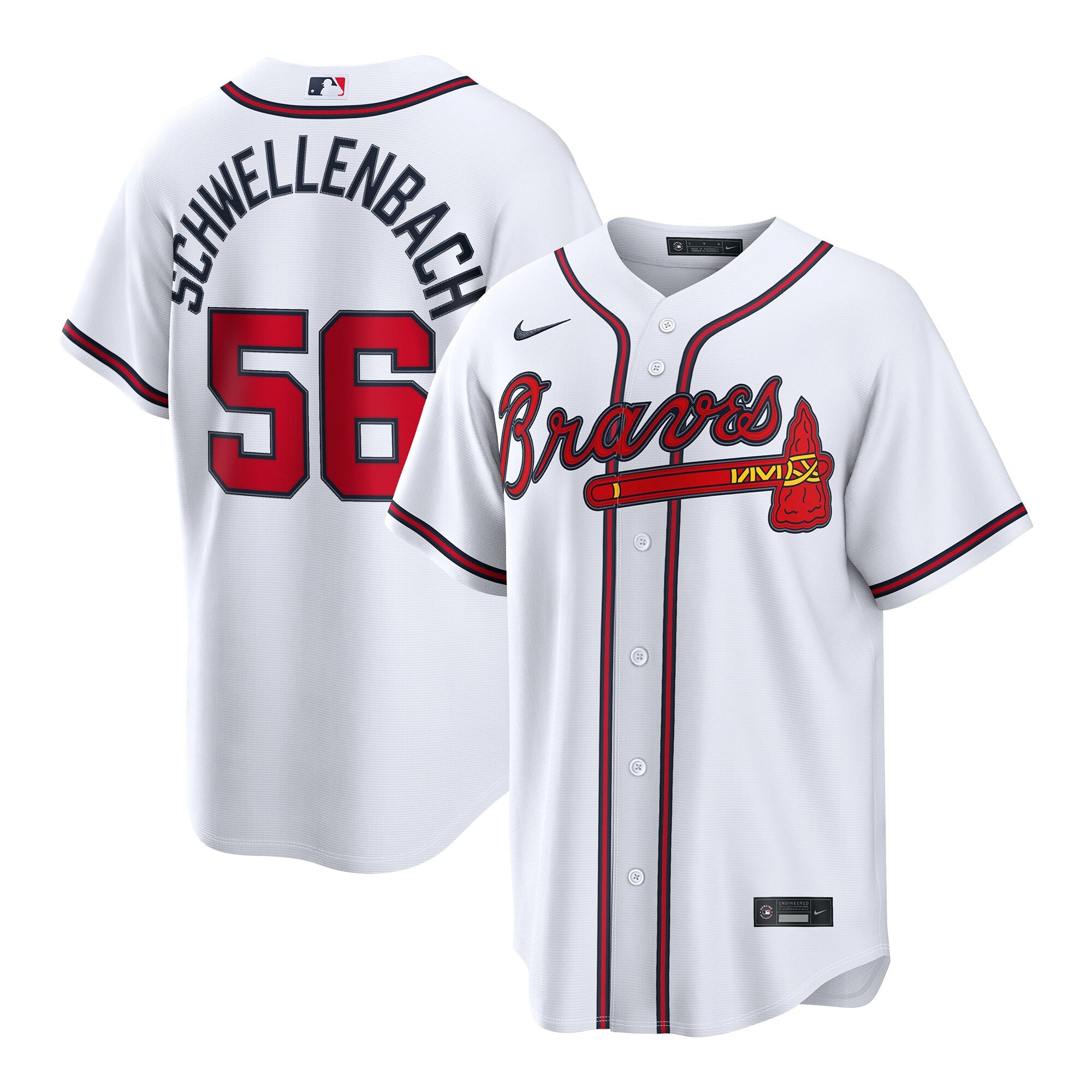 Spencer Schwellenbach Atlanta Braves Home Replica Jersey - White | Stitched Baseball Jersey TJS0423