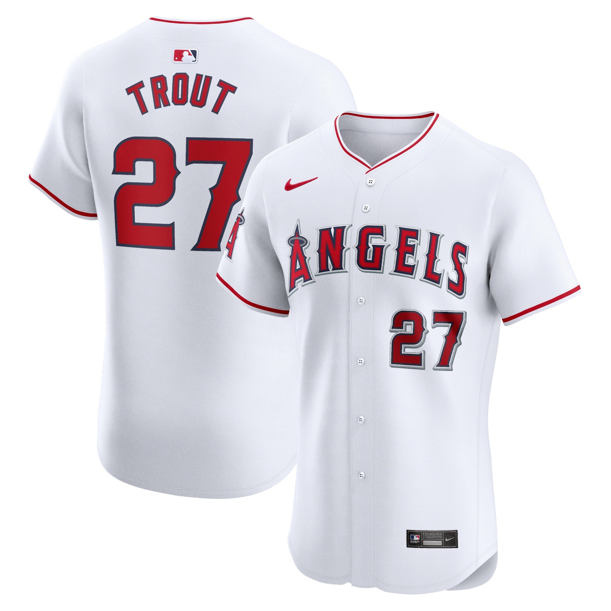 Mike Trout Los Angeles Angels Home Elite Player Jersey - White | Stitched Baseball Jersey TJS0349