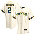Brice Turang Milwaukee Brewers Home Replica Jersey - Cream | Stitched Baseball Jersey TJS0492