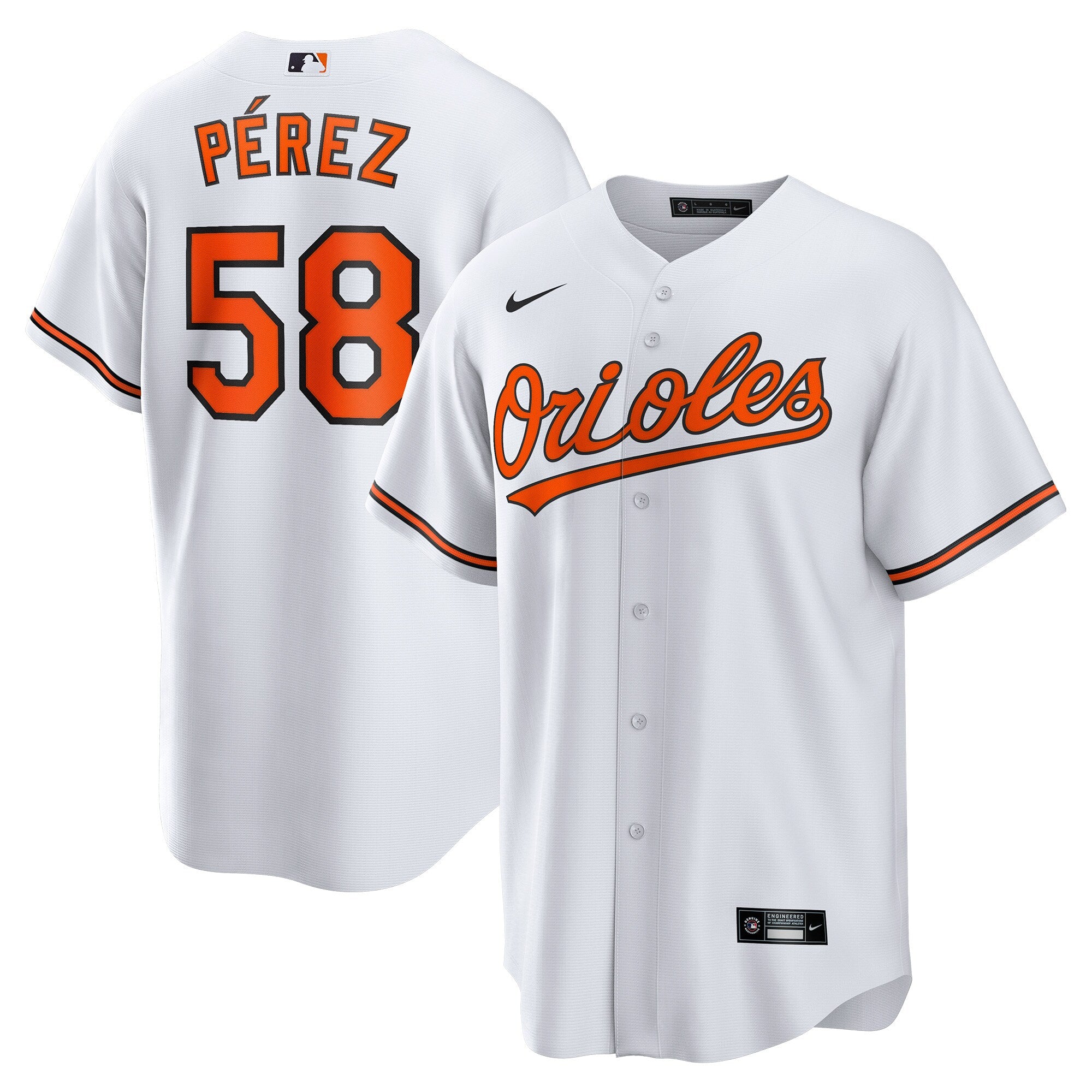 Cionel P�rez Baltimore Orioles Home Replica Player Jersey - White | Stitched Baseball Jersey TJS0428