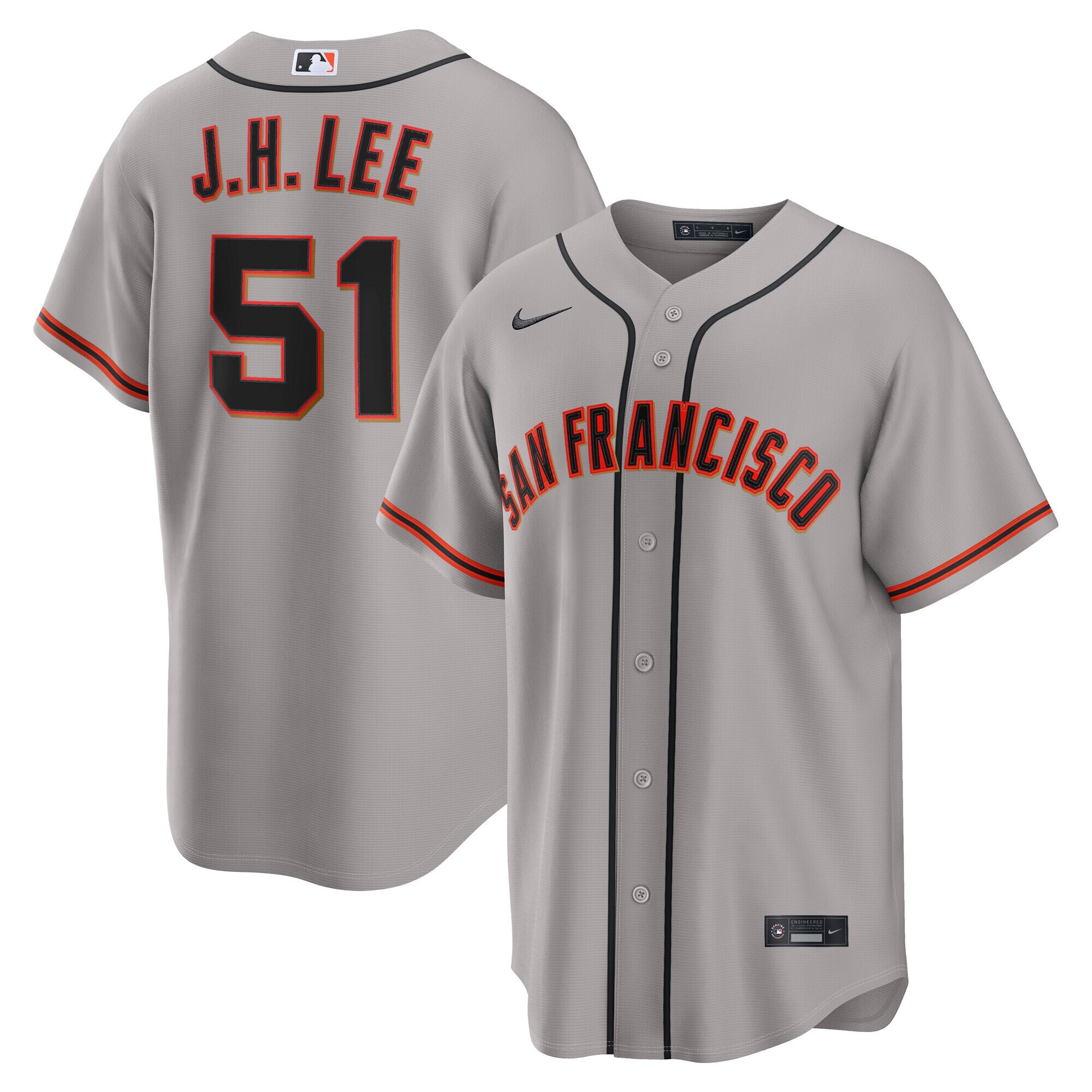 Jung Hoo Lee San Francisco Giants Road Replica Jersey - Gray | Stitched Baseball Jersey TJS0436