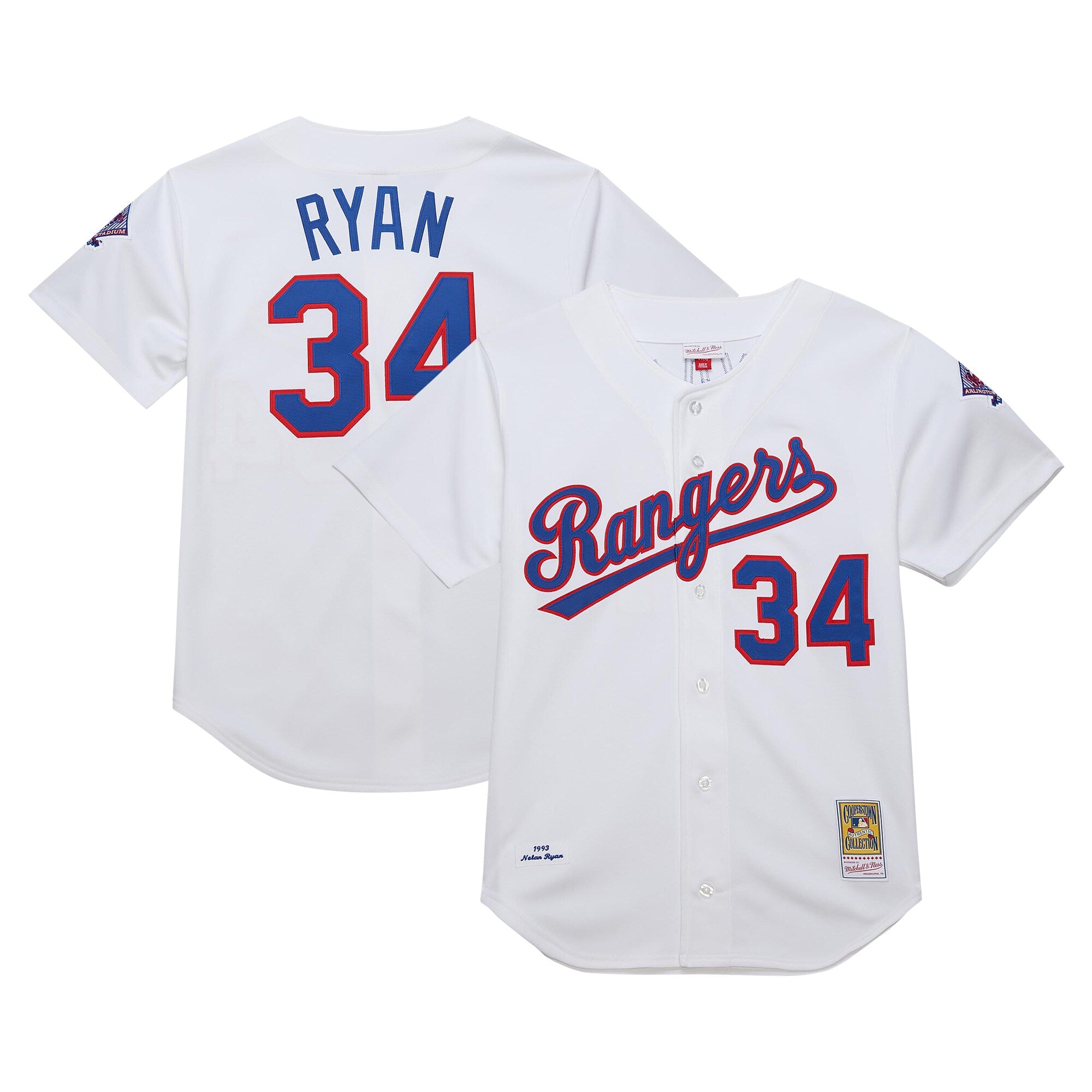 Nolan Ryan Texas Rangers M & N 1993 Cooperstown Collection Jersey - White | Stitched Baseball Jersey TJS0440
