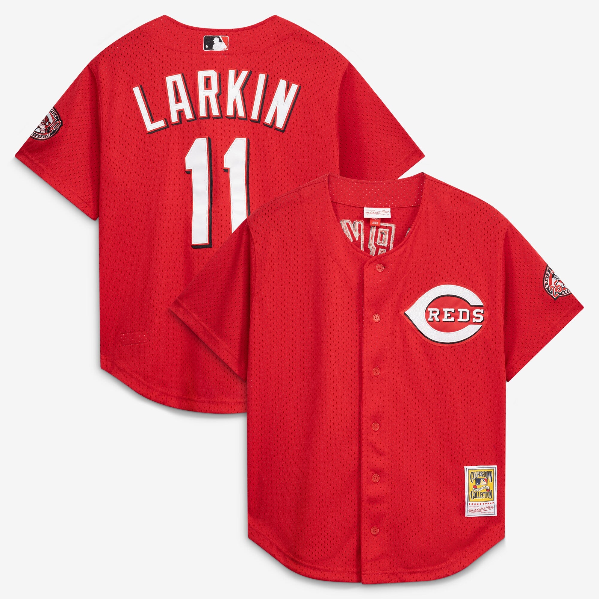 Barry Larkin Cincinnati Reds M & N Throwback Cooperstown Mesh Batting Practice Jersey - Red | Stitched Baseball Jersey TJS0360