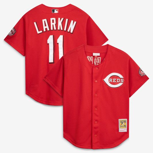 Barry Larkin Cincinnati Reds M & N Throwback Cooperstown Mesh Batting Practice Jersey - Red | Stitched Baseball Jersey TJS0360