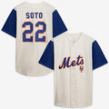 New York Mets Profile Big & Tall Two-Color Fashion Jersey - Cream/Royal | Stitched Baseball Jersey TJS0306