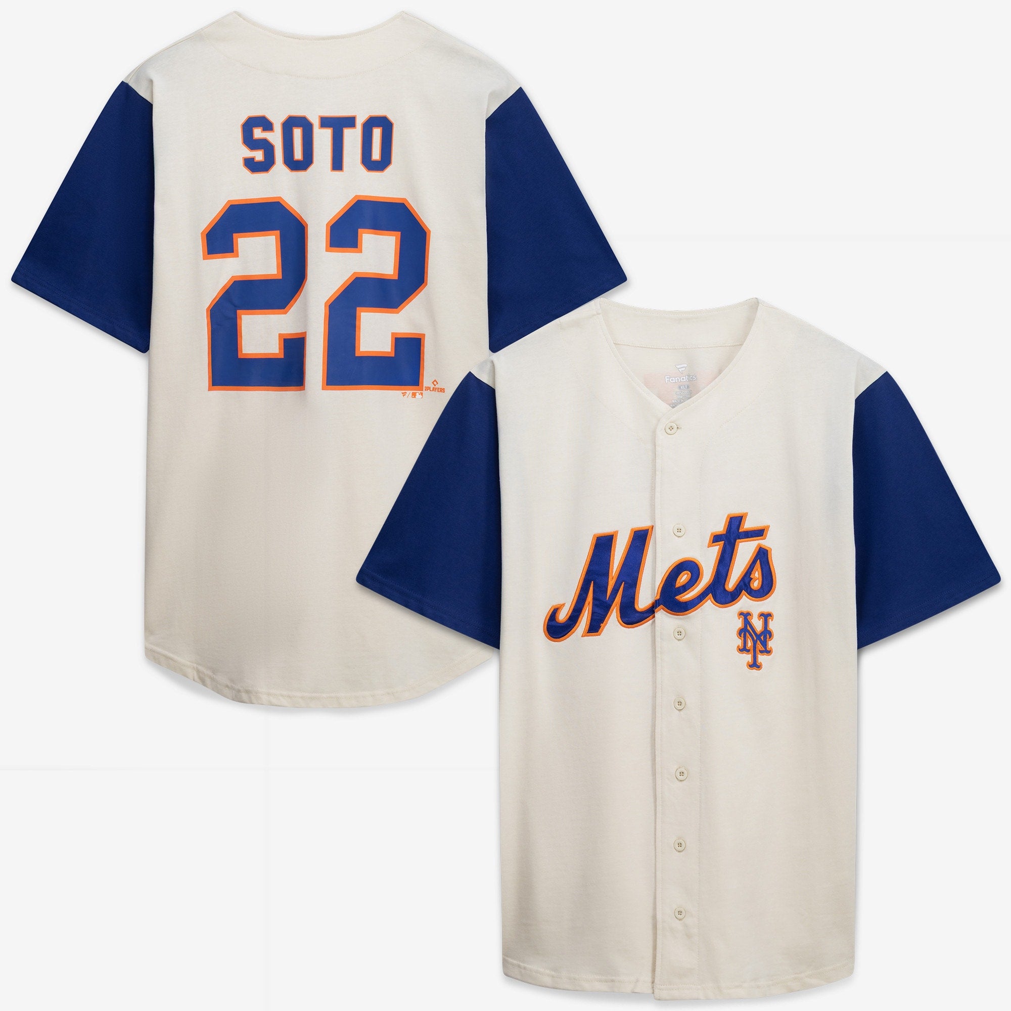 New York Mets Profile Big & Tall Two-Color Fashion Jersey - Cream/Royal | Stitched Baseball Jersey TJS0306