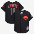 Barry Larkin Cincinnati Reds M & N Cooperstown Collection Mesh Batting Practice Button-Up Jersey - Black | Stitched Baseball Jersey TJS0324