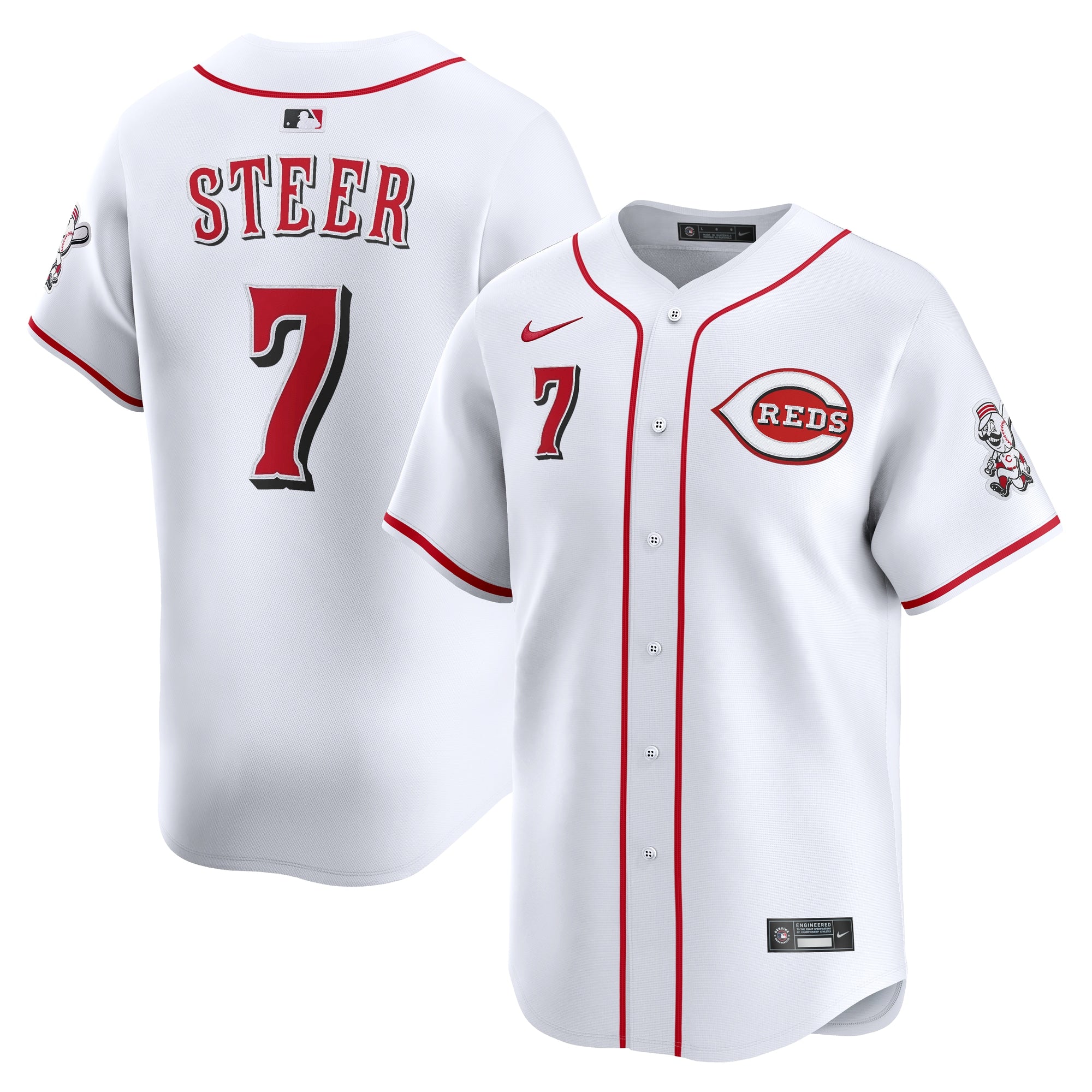 Spencer Steer Cincinnati Reds Home Limited Player Jersey - White | Stitched Baseball Jersey TJS0392
