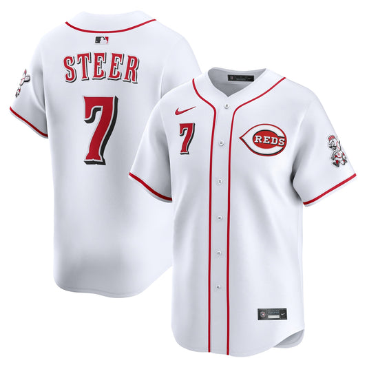 Spencer Steer Cincinnati Reds Home Limited Player Jersey - White | Stitched Baseball Jersey TJS0392