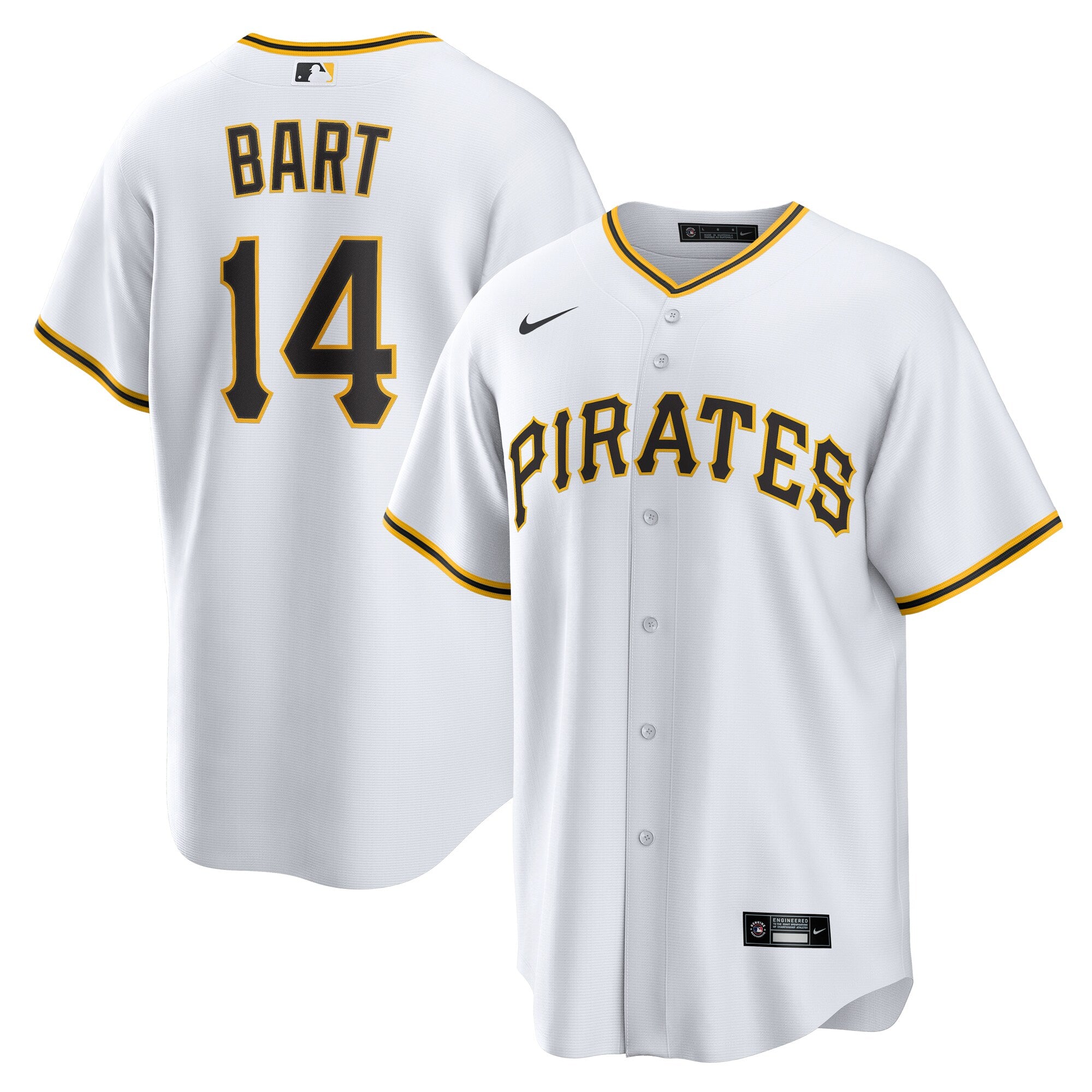 Joey Bart Pittsburgh Pirates Home Replica Jersey - White | Stitched Baseball Jersey TJS0384