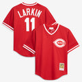 Barry Larkin Cincinnati Reds M & N Batting Practice Jersey - Red | Stitched Baseball Jersey TJS0372