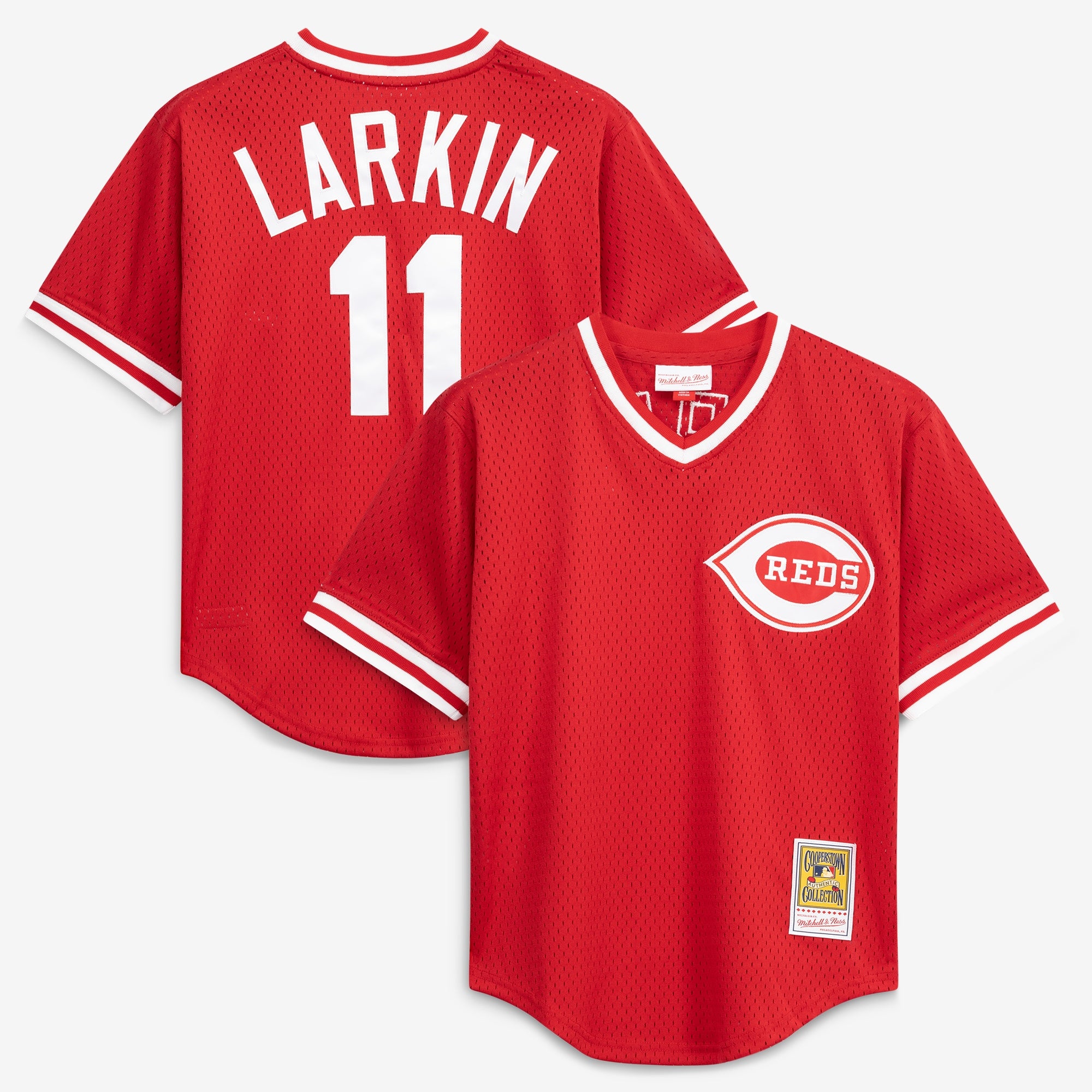 Barry Larkin Cincinnati Reds M & N Batting Practice Jersey - Red | Stitched Baseball Jersey TJS0372