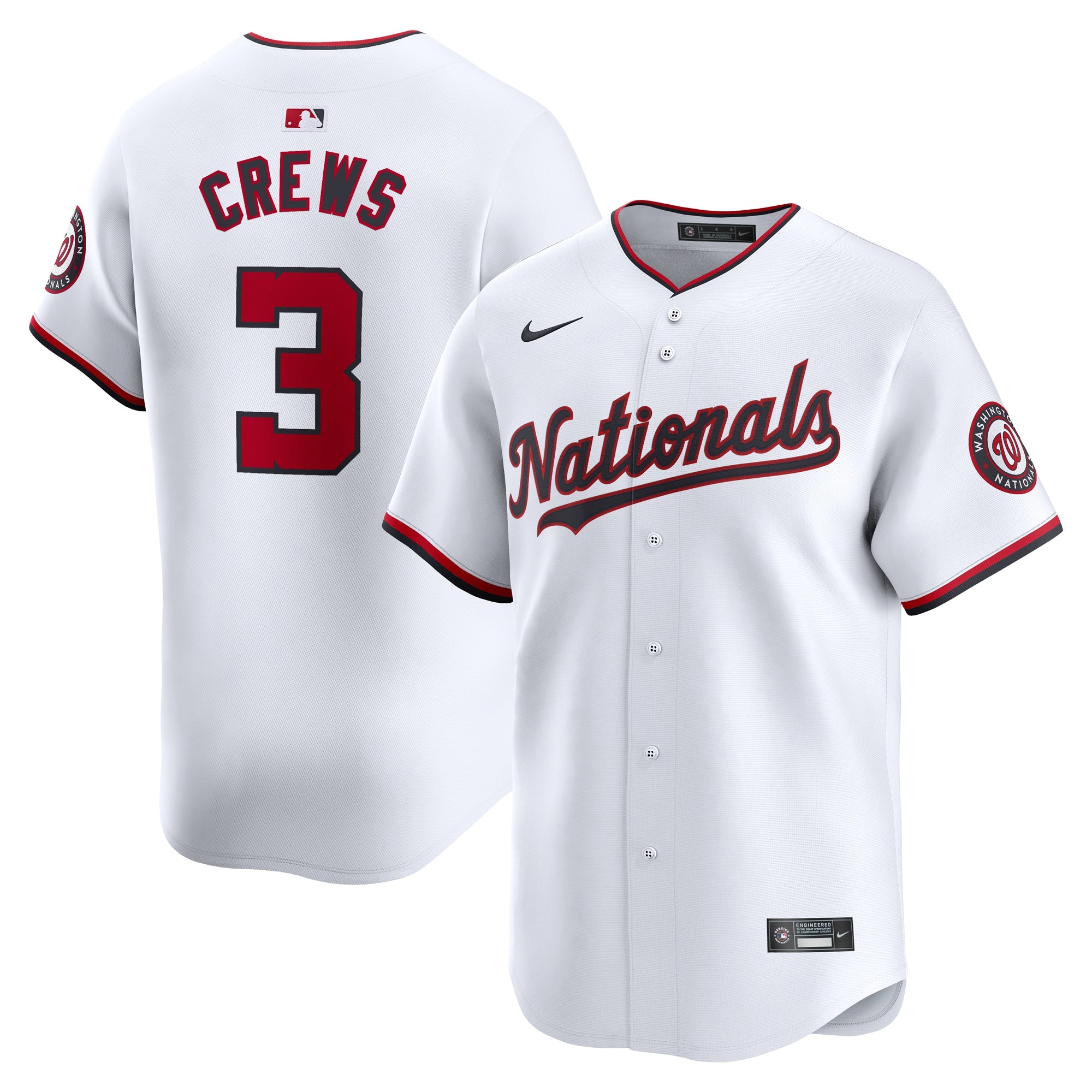 Dylan Crews Washington Nationals Home Limited Player Jersey - White | Stitched Baseball Jersey TJS0427