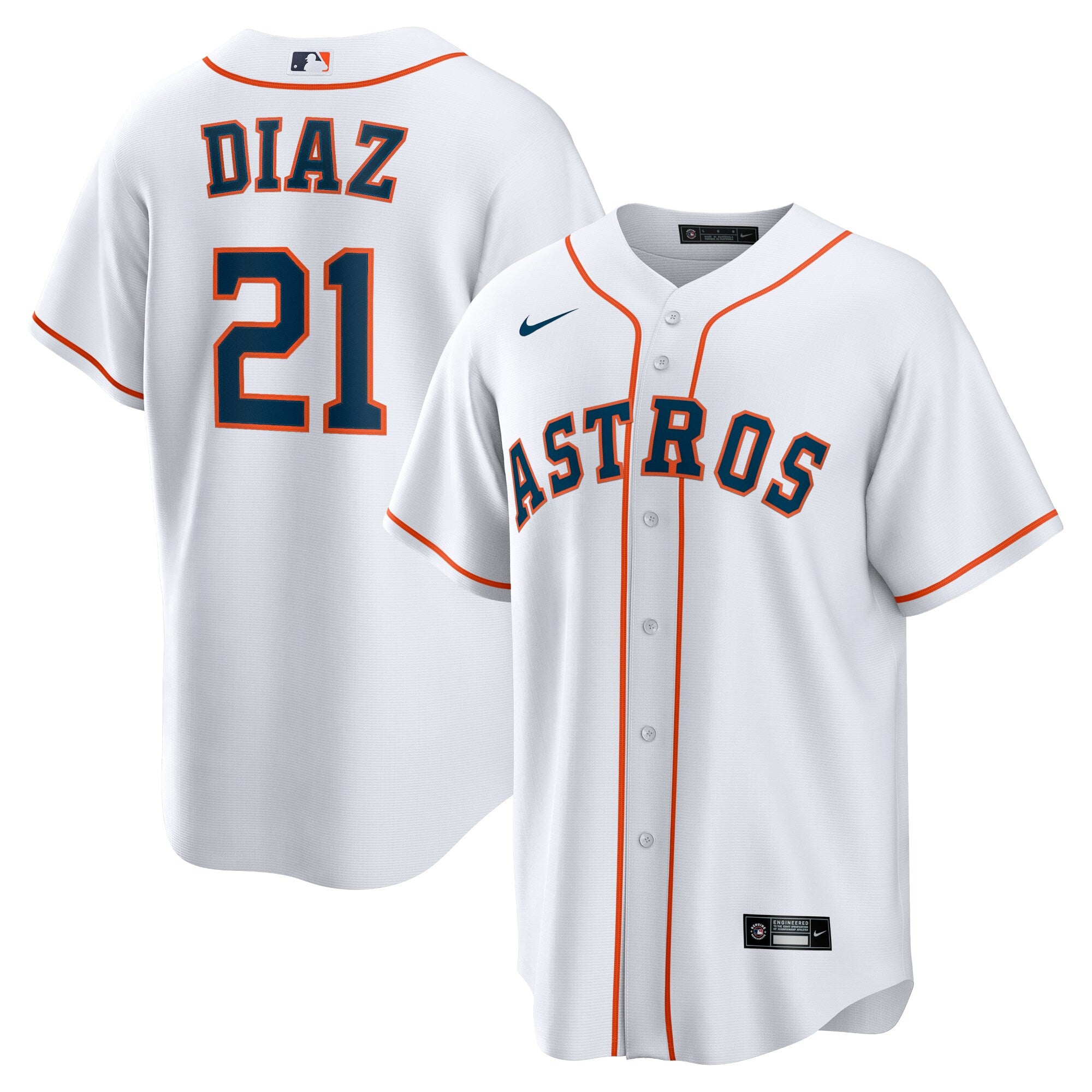 Yainer Diaz Houston Astros Home Replica Jersey - White | Stitched Baseball Jersey TJS0580