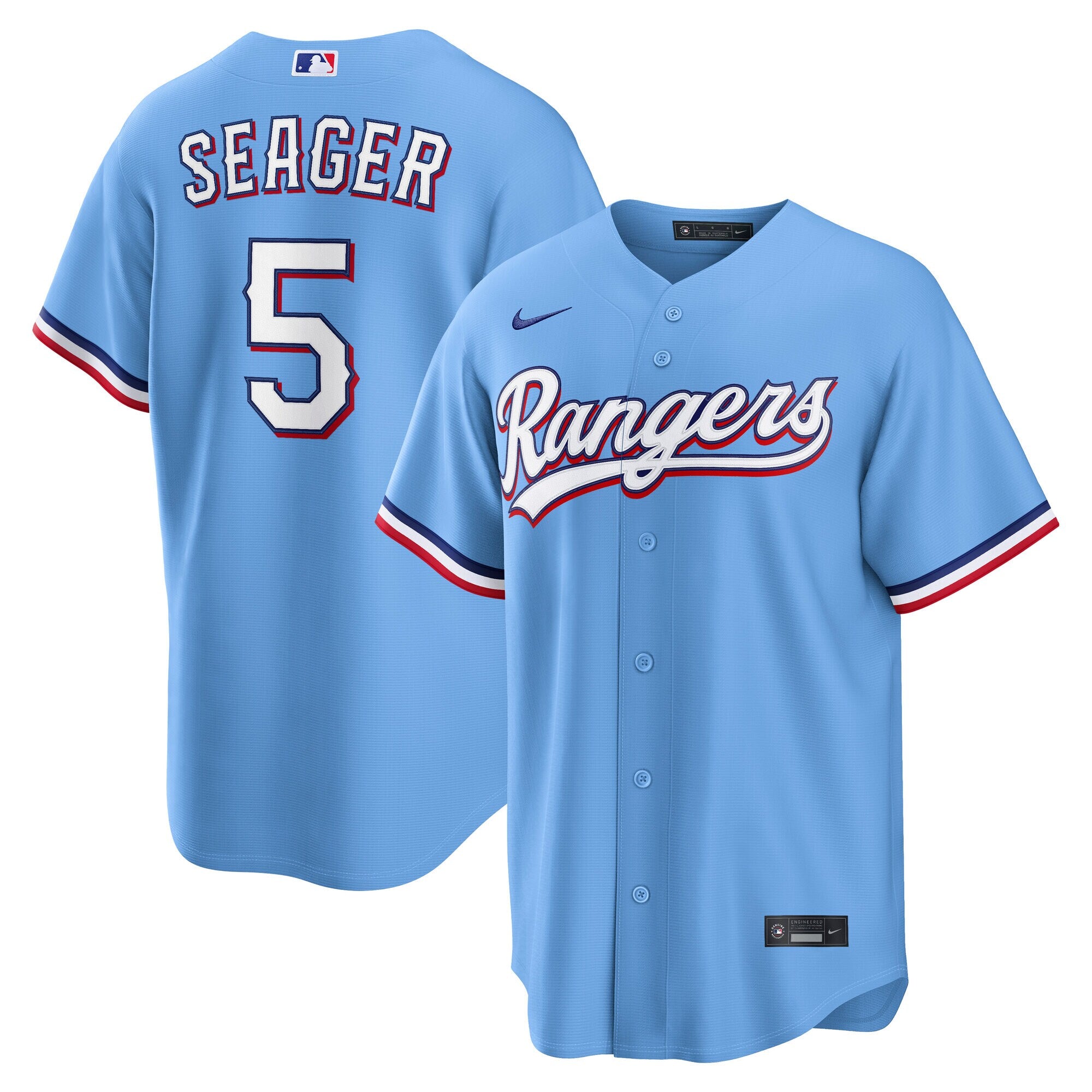 Corey Seager Texas Rangers Alternate Replica Jersey - Light Blue | Stitched Baseball Jersey TJS0569