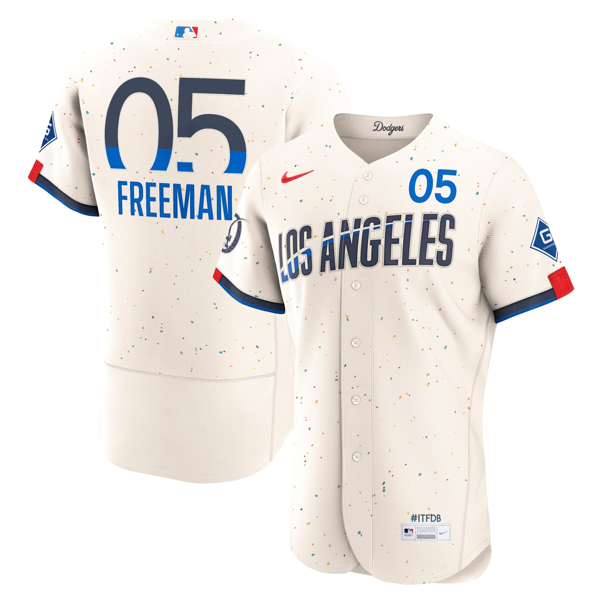Freddie Freeman Los Angeles Dodgers City Connect Sponsor Patch Jersey - Cream | Stitched Baseball Jersey TJS0539