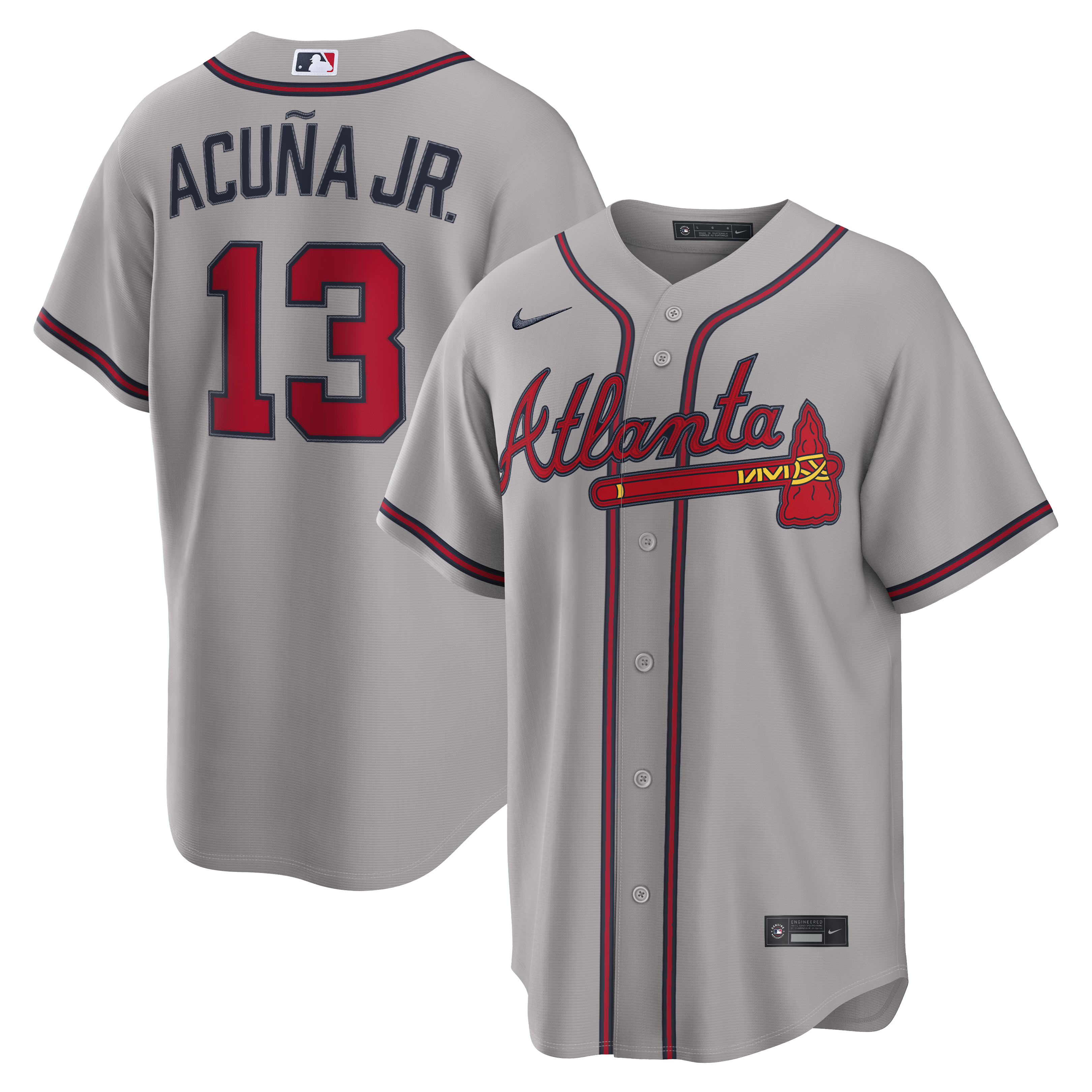 Ronald Acu�a Jr. Atlanta Braves Road Replica Jersey - Gray | Stitched Baseball Jersey TJS0533