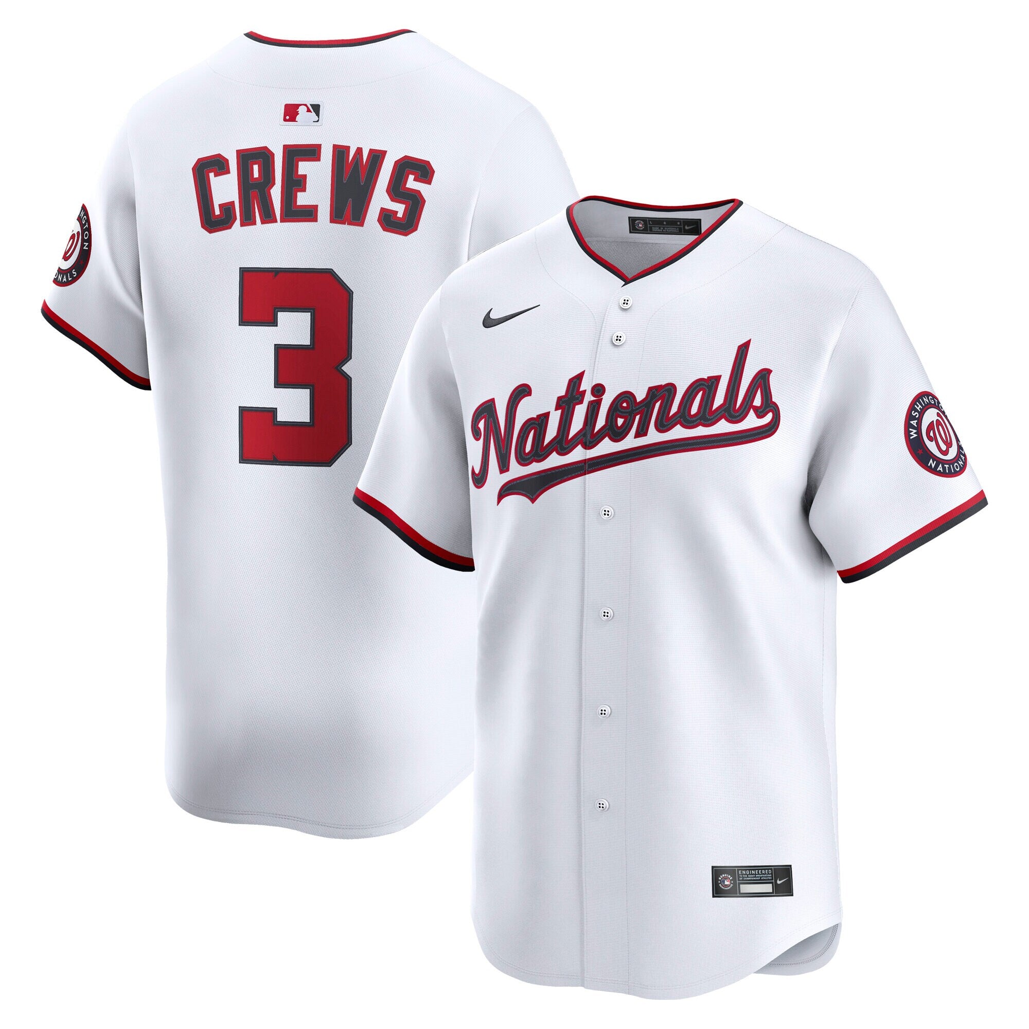 Dylan Crews Washington Nationals Home Limited Player Jersey - White | Stitched Baseball Jersey TJS0511