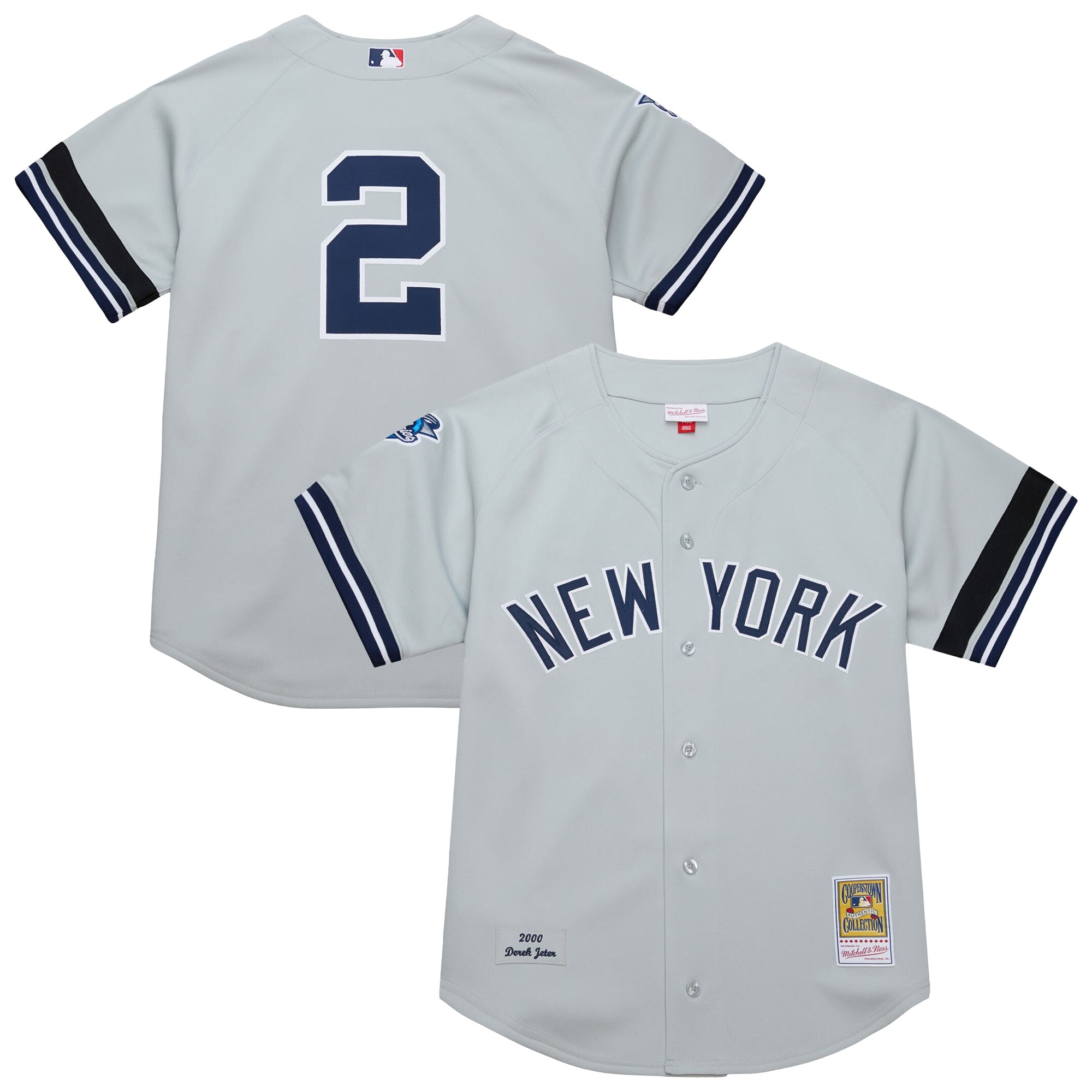 Derek Jeter New York Yankees M & N Cooperstown Collection 2000 World Series Jersey - Gray | Stitched Baseball Jersey TJS0530
