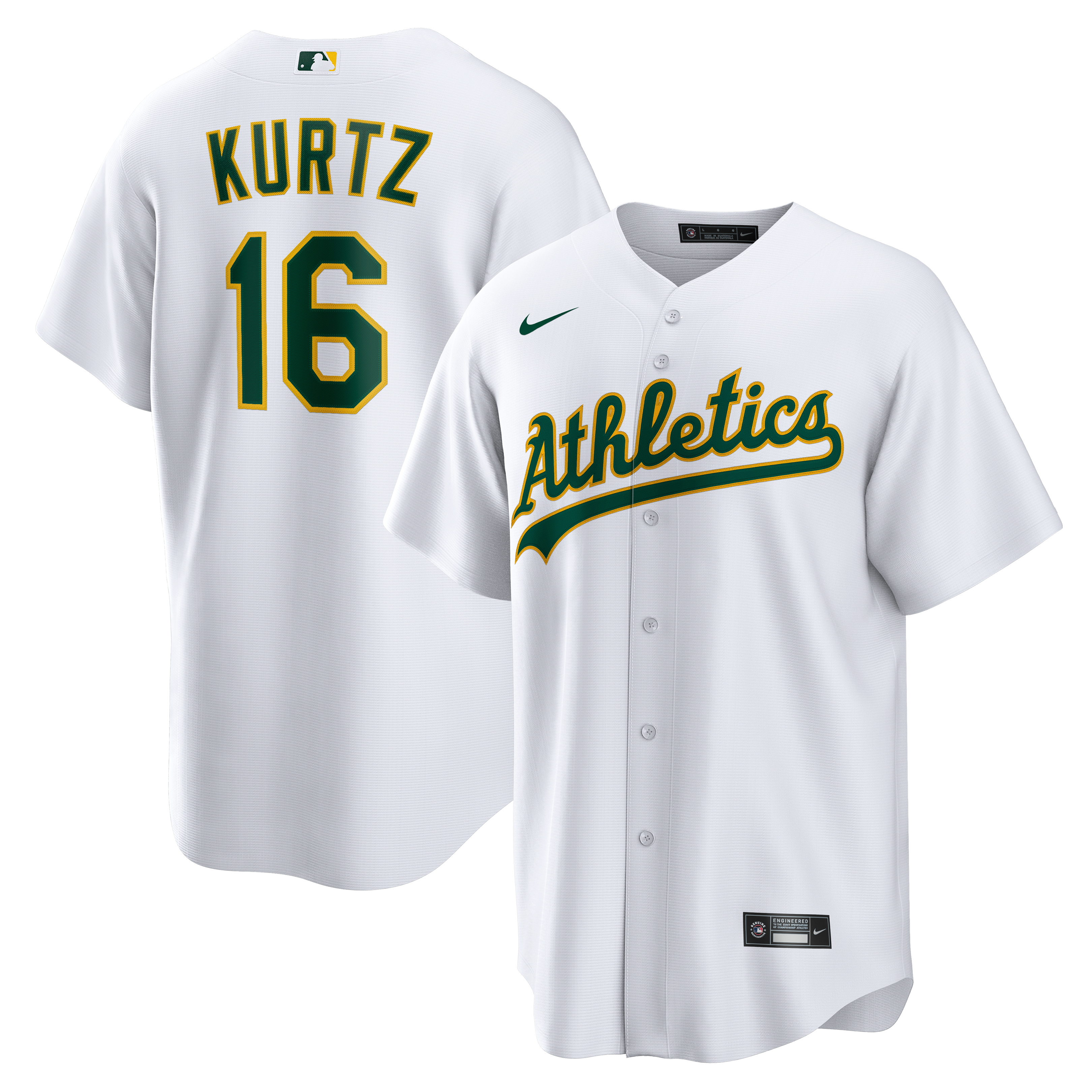 Nick Kurtz Athletics Home Replica Player Jersey - White | Stitched Baseball Jersey TJS0590