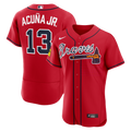 Ronald Acu�a Jr. Atlanta Braves Alternate Sponsor Patch Jersey - Red | Stitched Baseball Jersey TJS0520