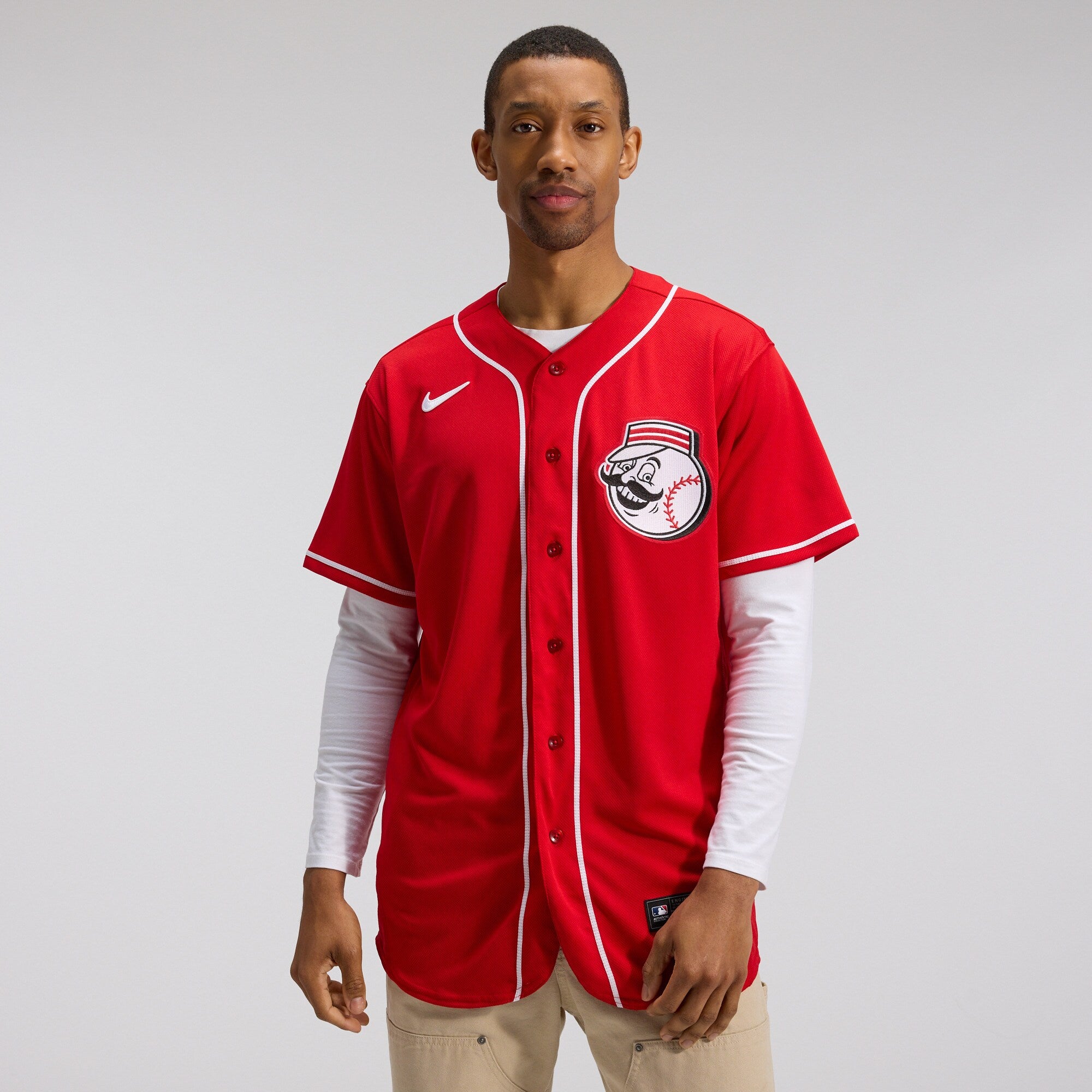 Cincinnati Reds Alternate Team Logo Jersey - Scarlet | Stitched Baseball Jersey TJS0599