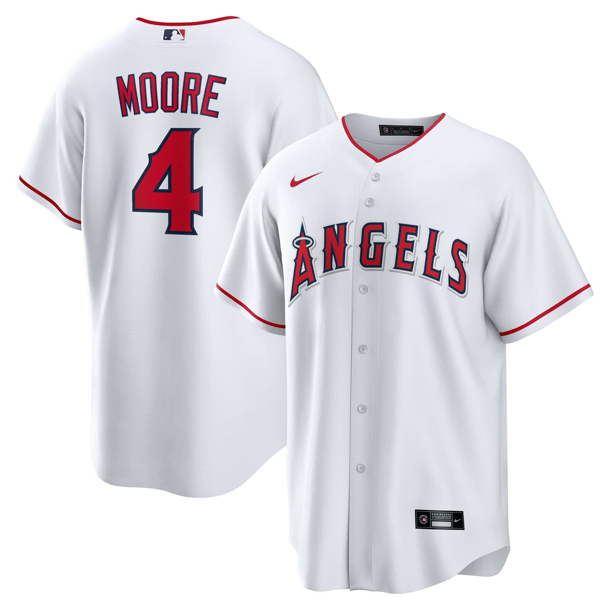 Christian Moore Los Angeles Angels Home Replica Jersey - White | Stitched Baseball Jersey TJS0585