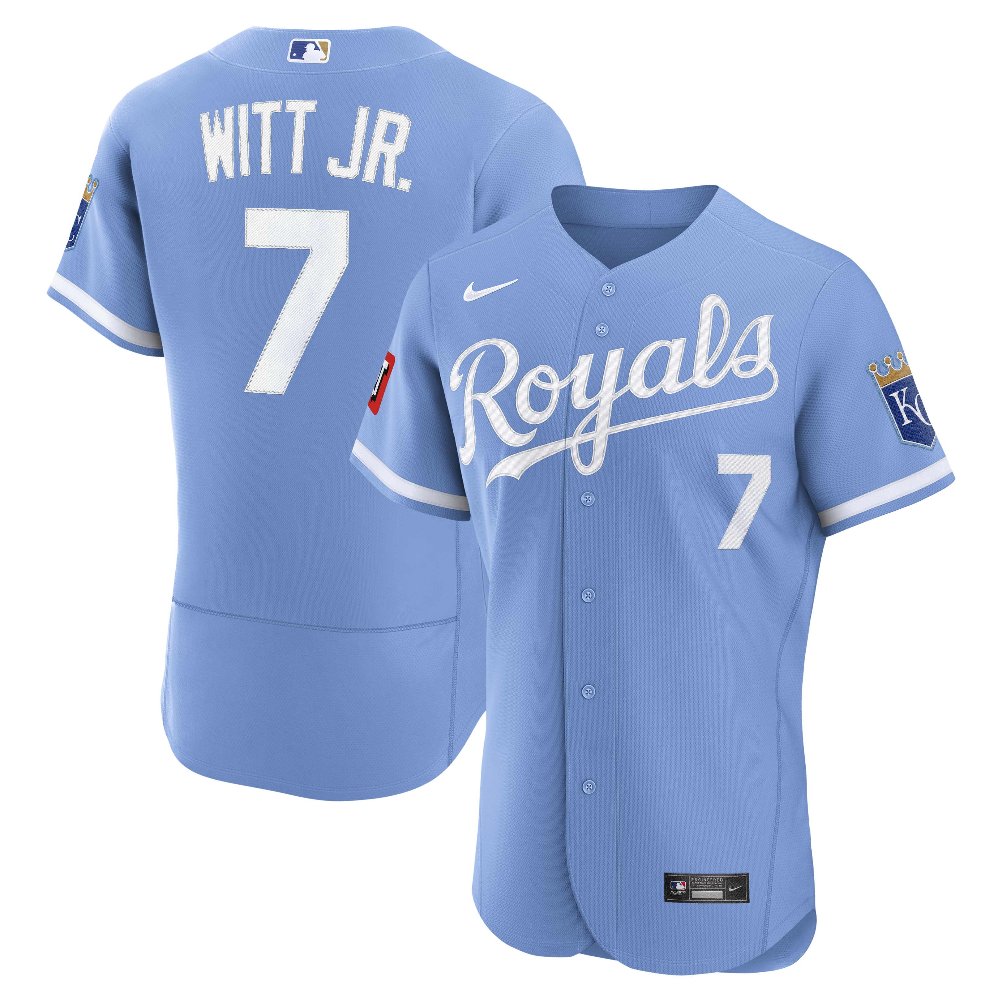 Bobby Witt Jr. Kansas City Royals Alternate Sponsor Patch Jersey - Light Blue | Stitched Baseball Jersey TJS0524