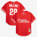 Jimmy Rollins Philadelphia Phillies M & N Cooperstown Mesh Batting Practice Button-Up Jersey - Red | Stitched Baseball Jersey TJS0588