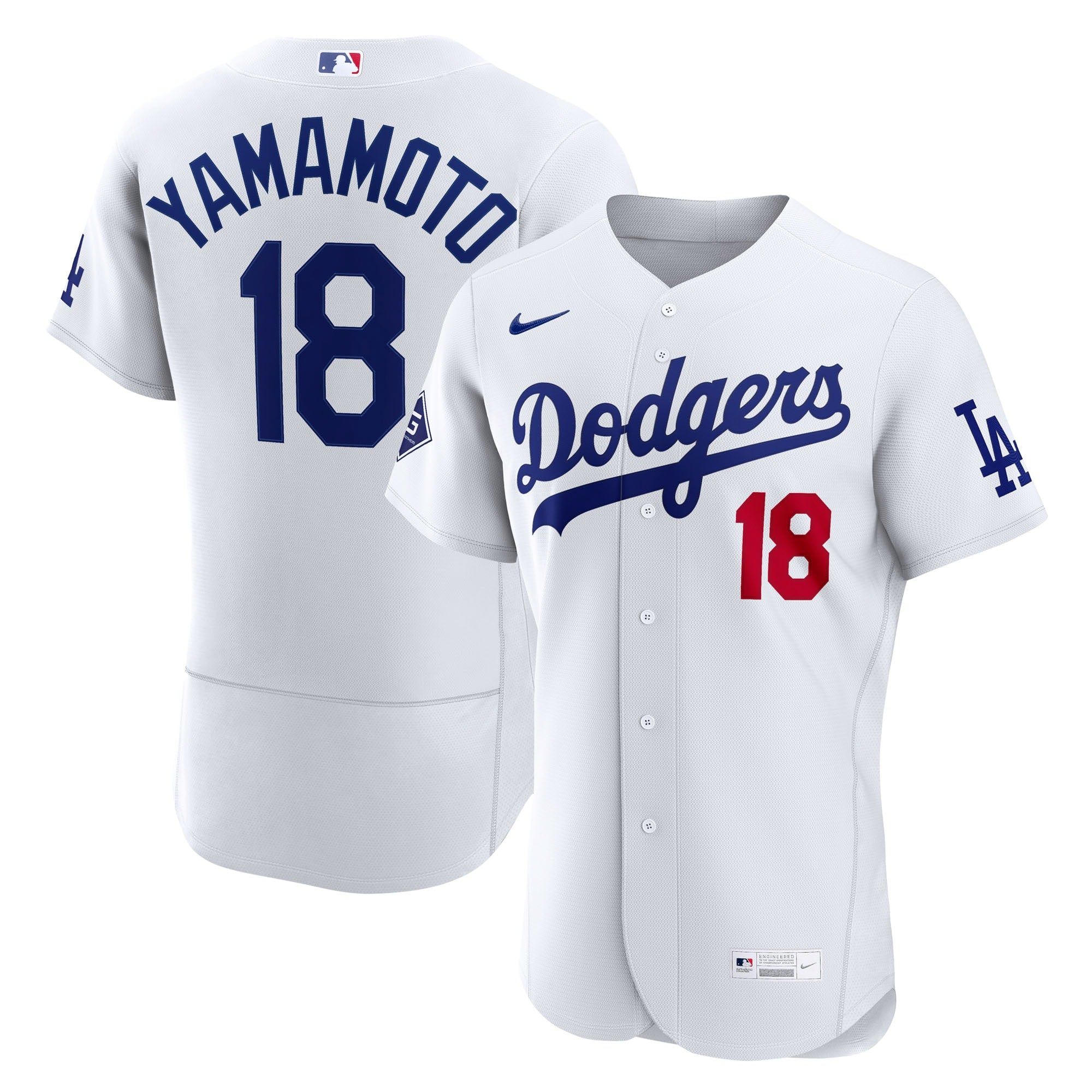 Yoshinobu Yamamoto Los Angeles Dodgers Home Sponsor Patch Jersey - White | Stitched Baseball Jersey TJS0589