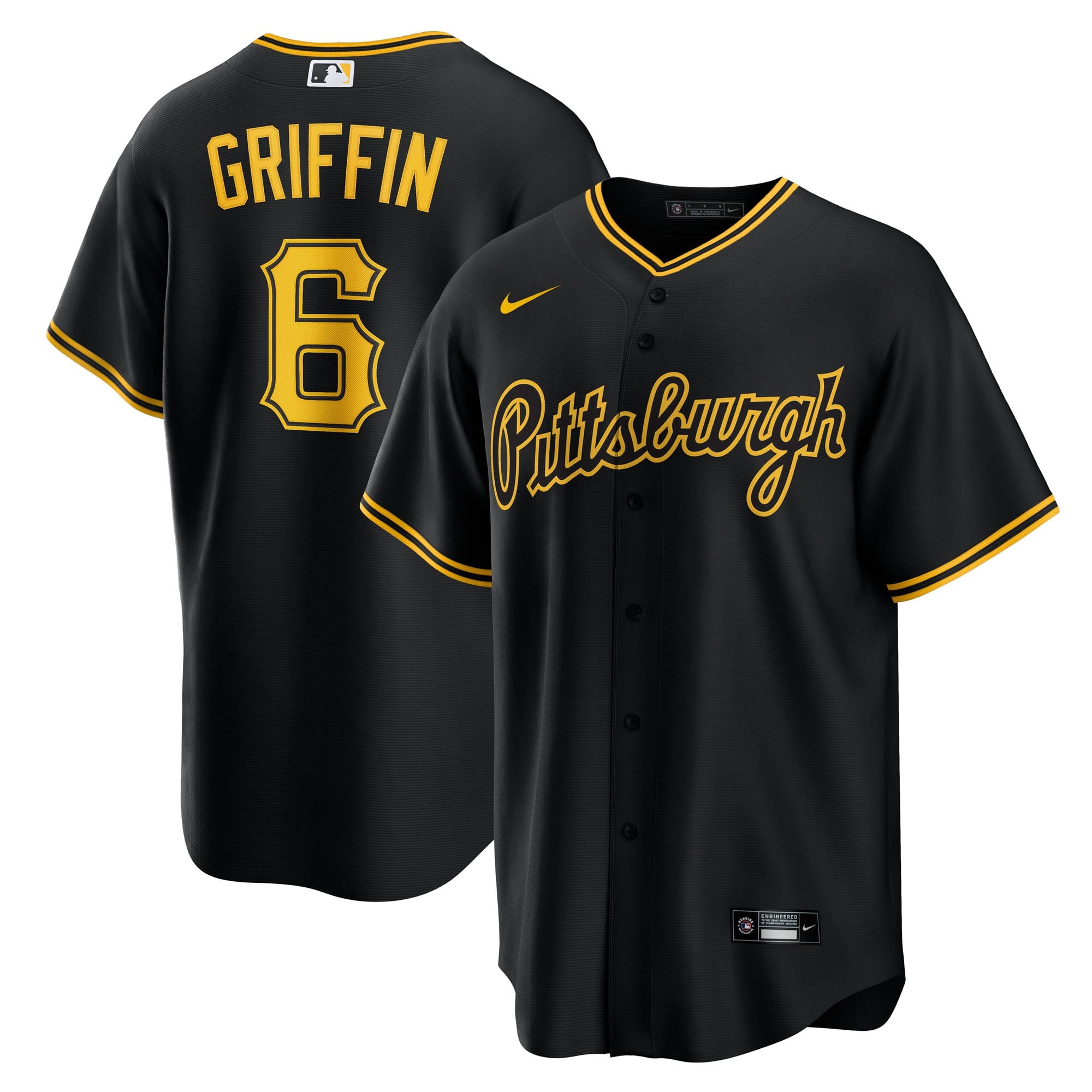 Konnor Griffin Pittsburgh Pirates Alternate Replica Jersey - Black | Stitched Baseball Jersey TJS0631