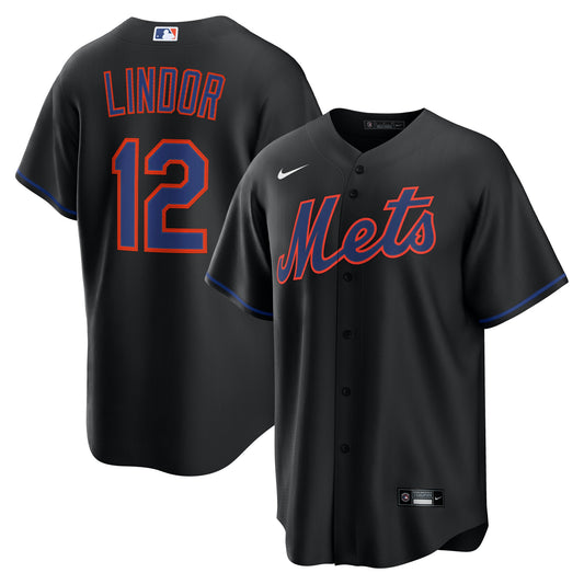 Francisco Lindor New York Mets Alternate Replica Jersey - Black | Stitched Baseball Jersey TJS0789